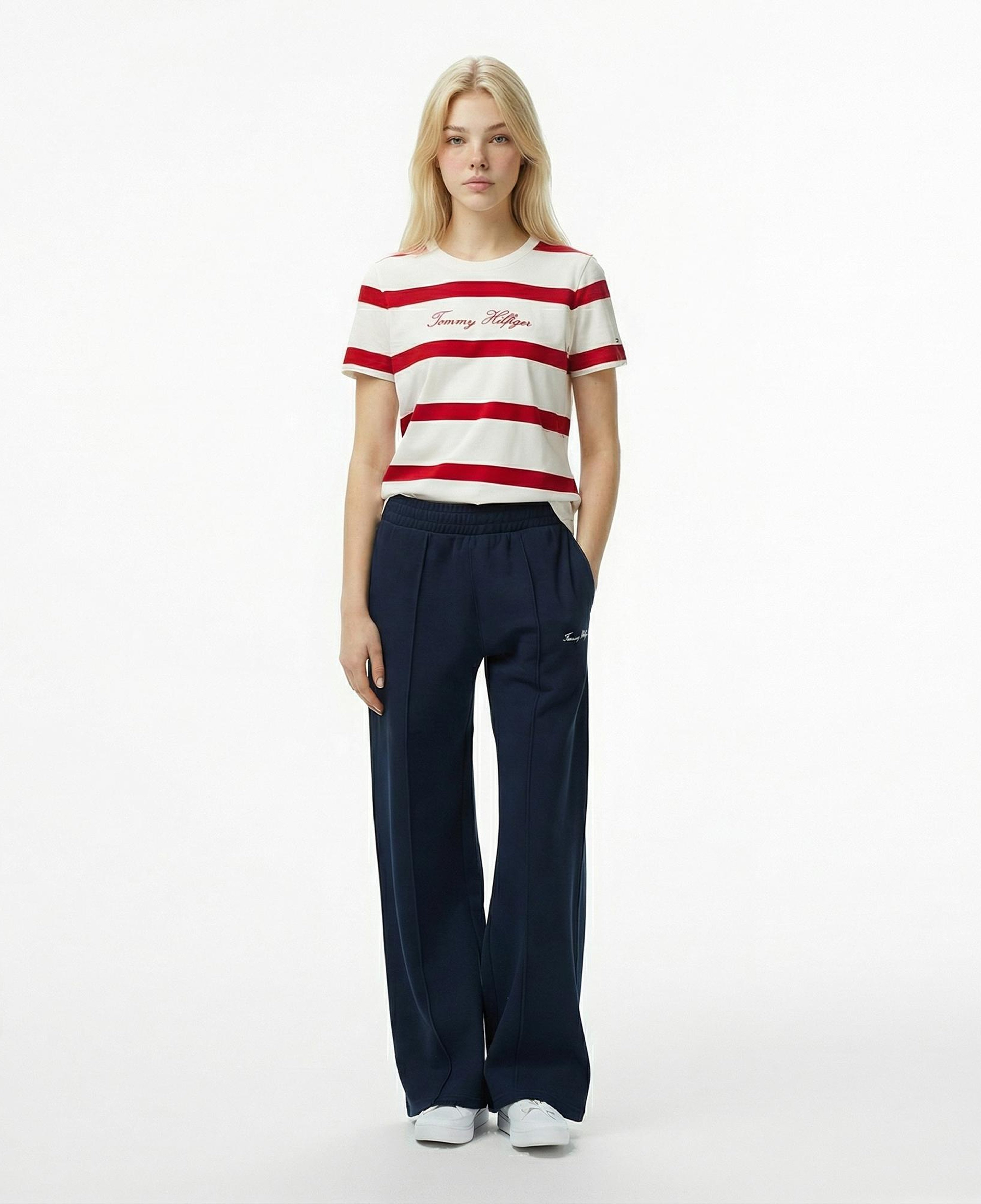 Tommy Hilfiger Script Regular Kadın Beyaz T-Shirt