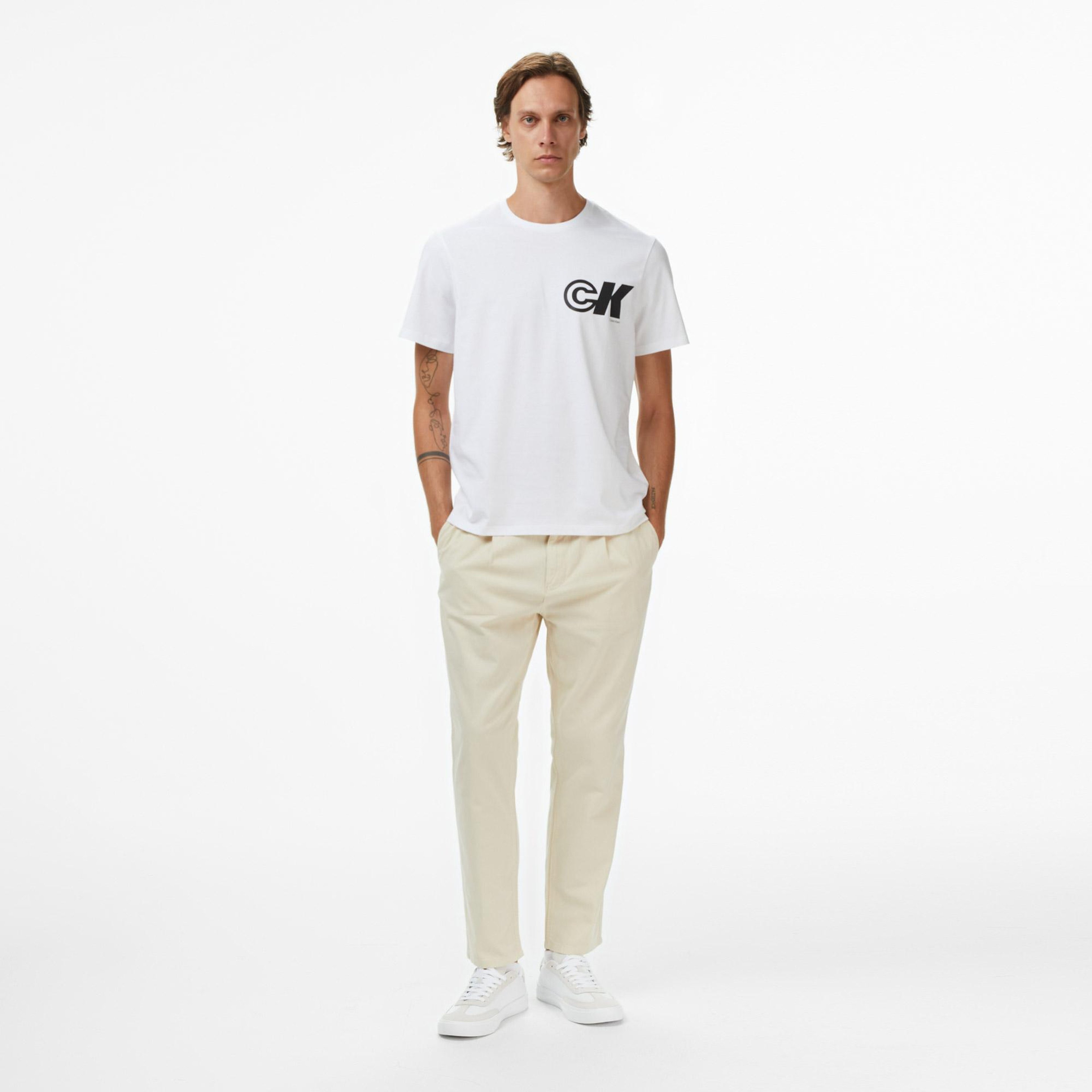 Calvin Klein Sport Logo Graphic Erkek Beyaz T-Shirt