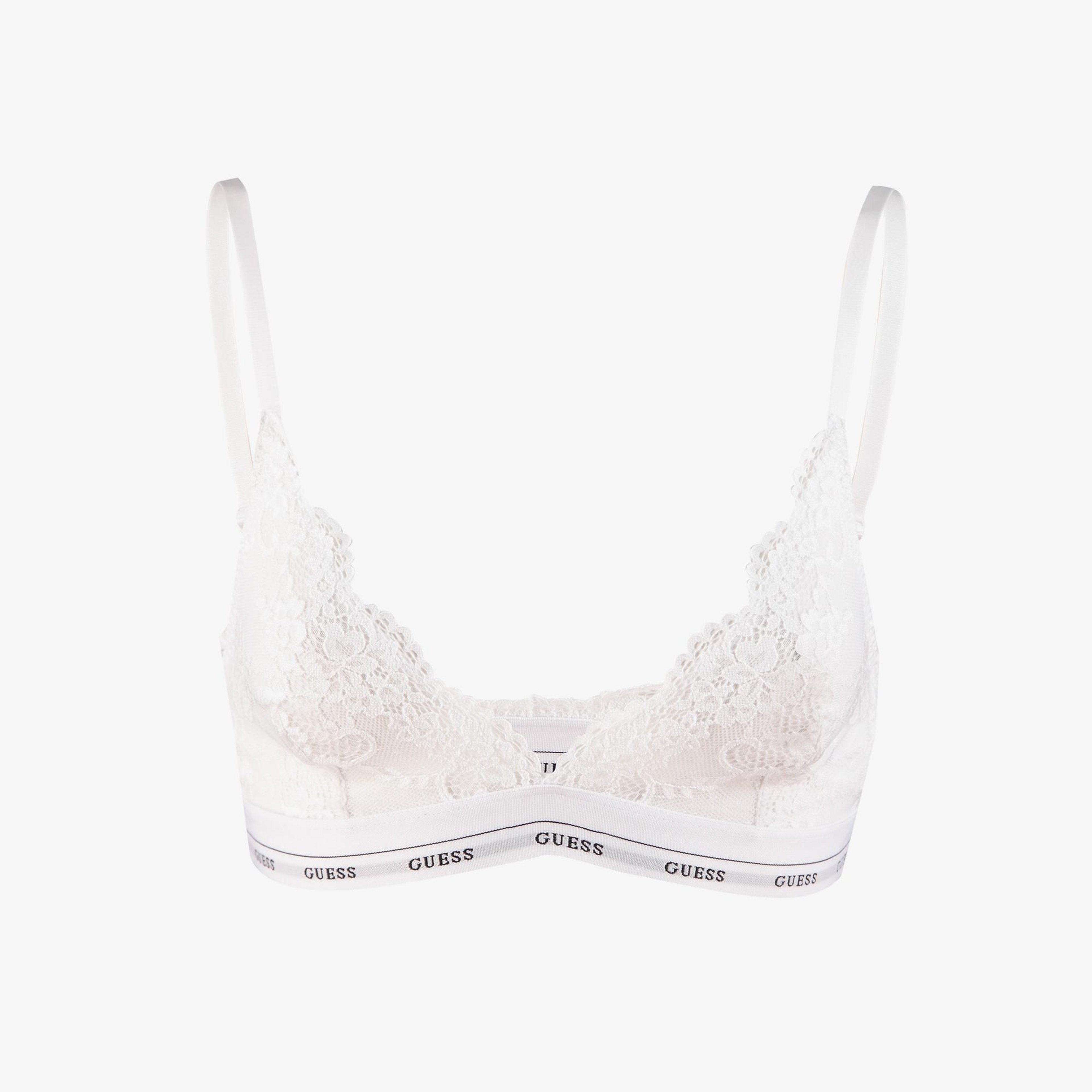 Guess Jane Triangle Flowery Lace Band Solid Kadın Beyaz Sütyen
