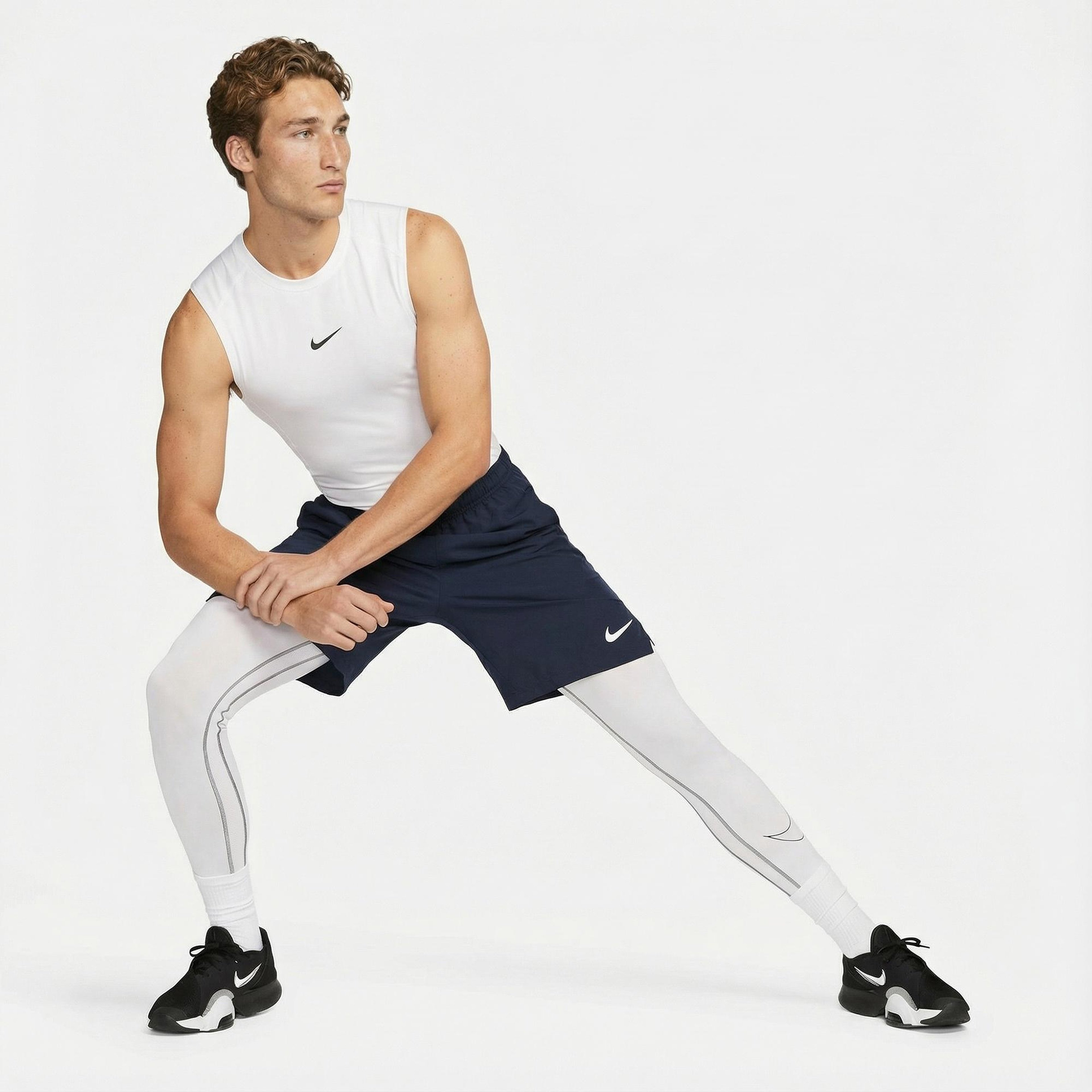 Nike Pro Dri-Fit Erkek Beyaz Kolsuz T-Shirt