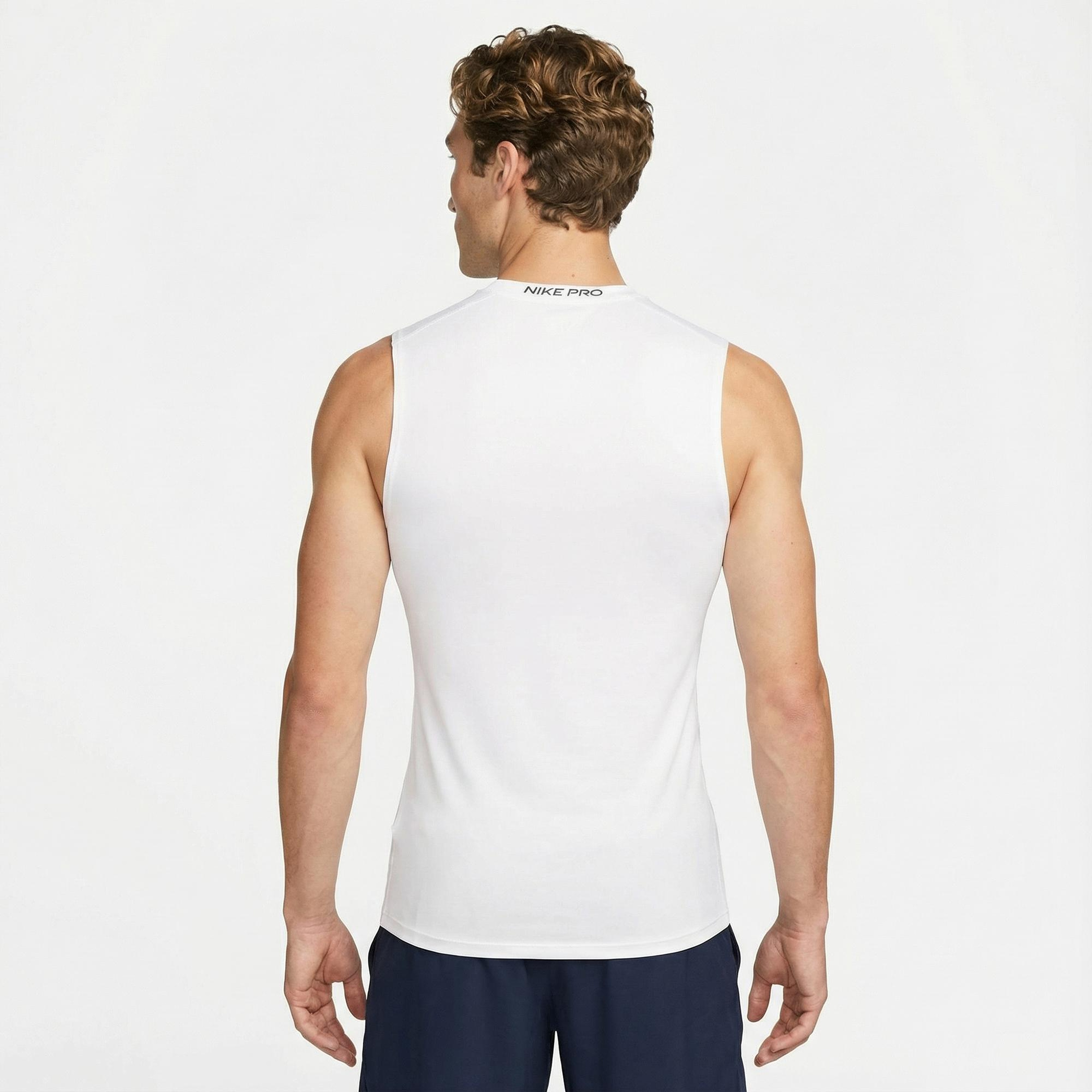 Nike Pro Dri-Fit Erkek Beyaz Kolsuz T-Shirt