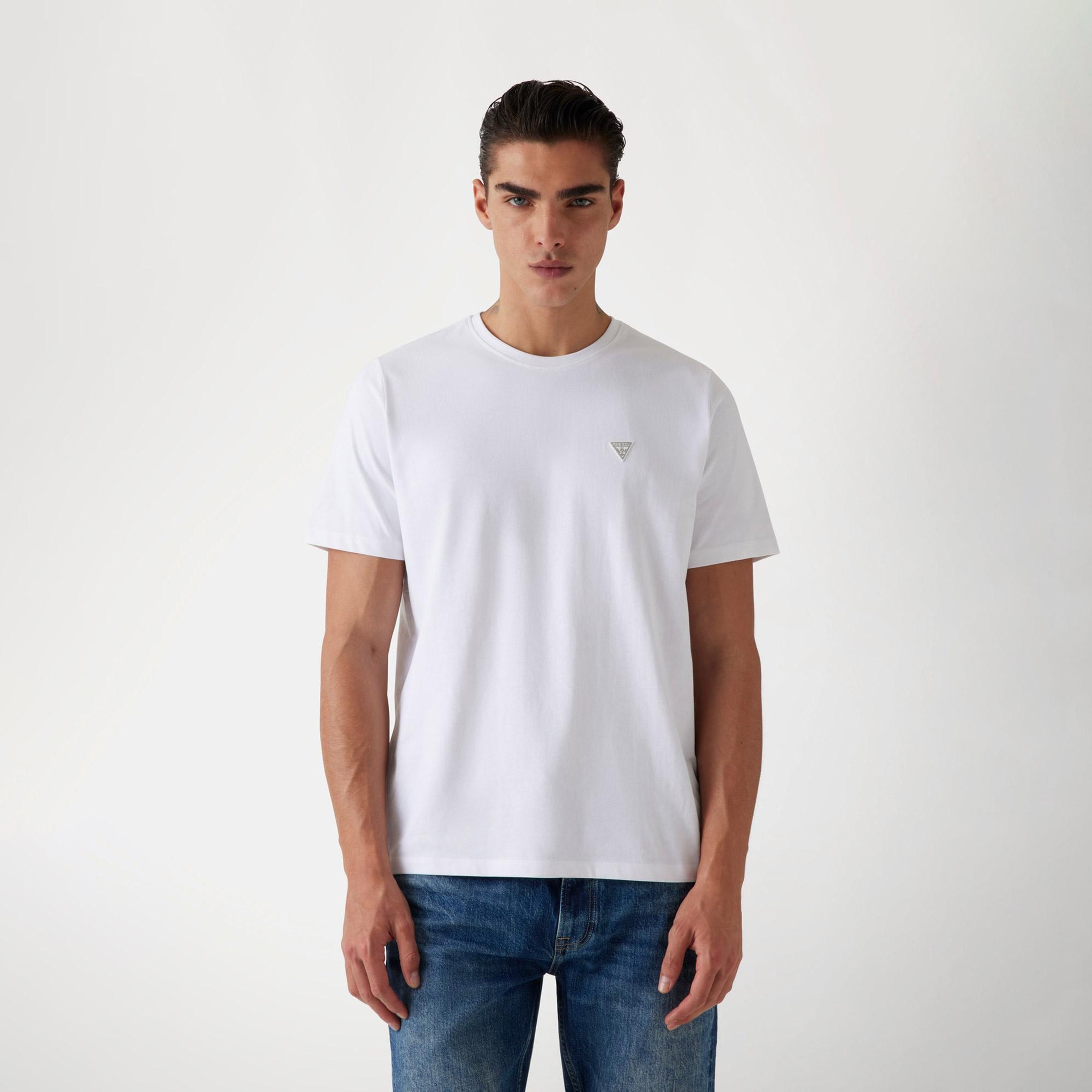 Guess Patch Regular Fit Erkek Beyaz T-Shirt