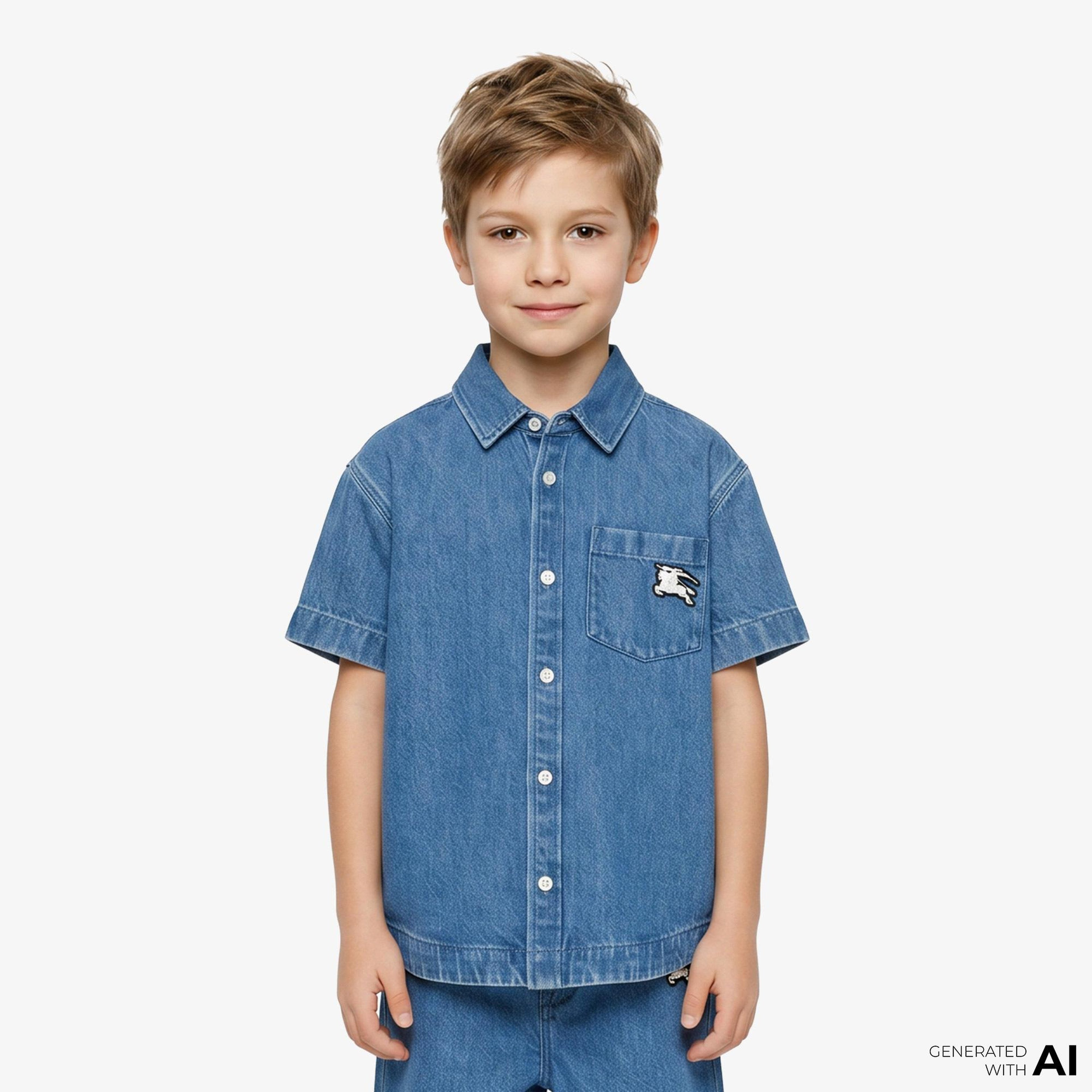 Burberry Denim Çocuk Mavi Gömlek