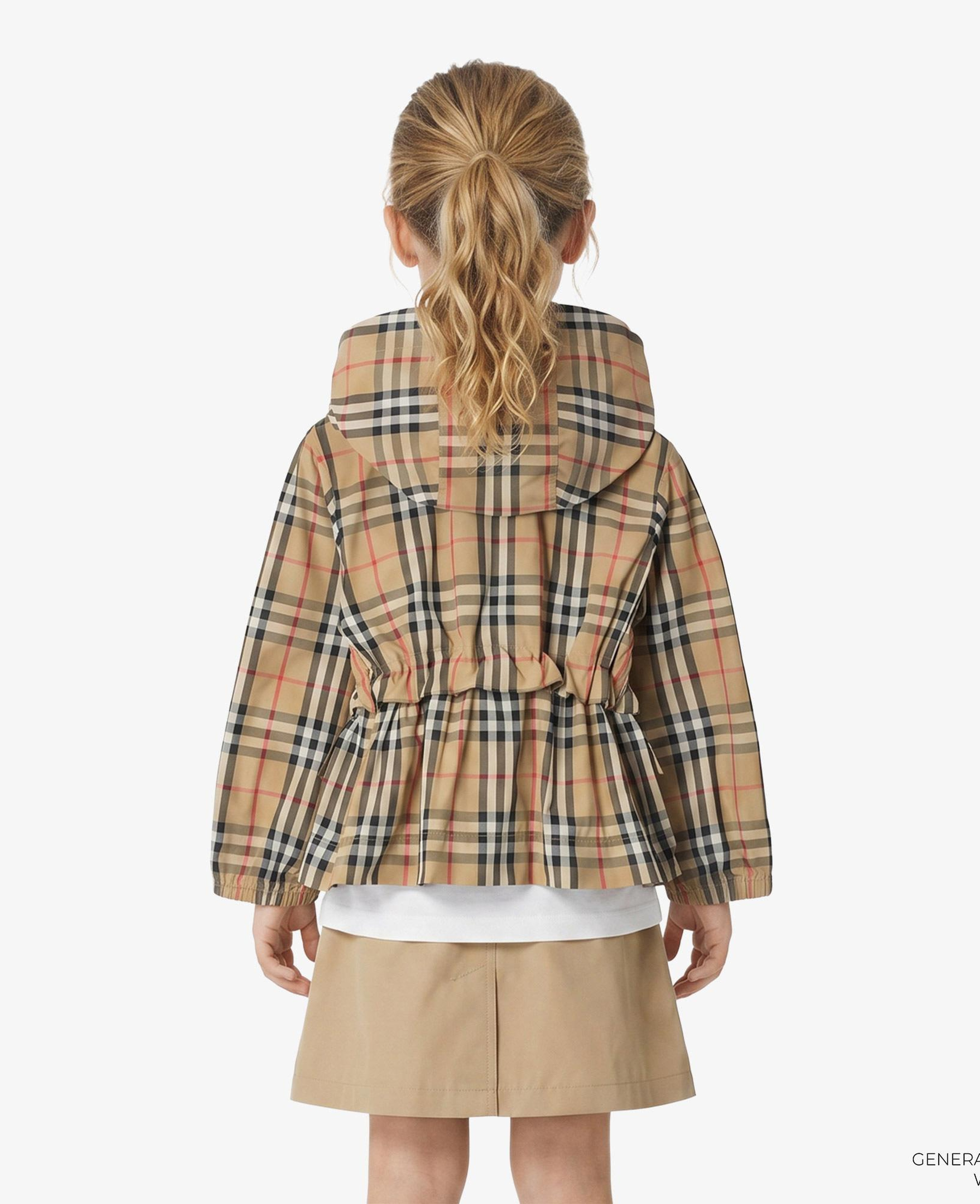 Burberry Check Nylon Hooded Çocuk Bej Mont