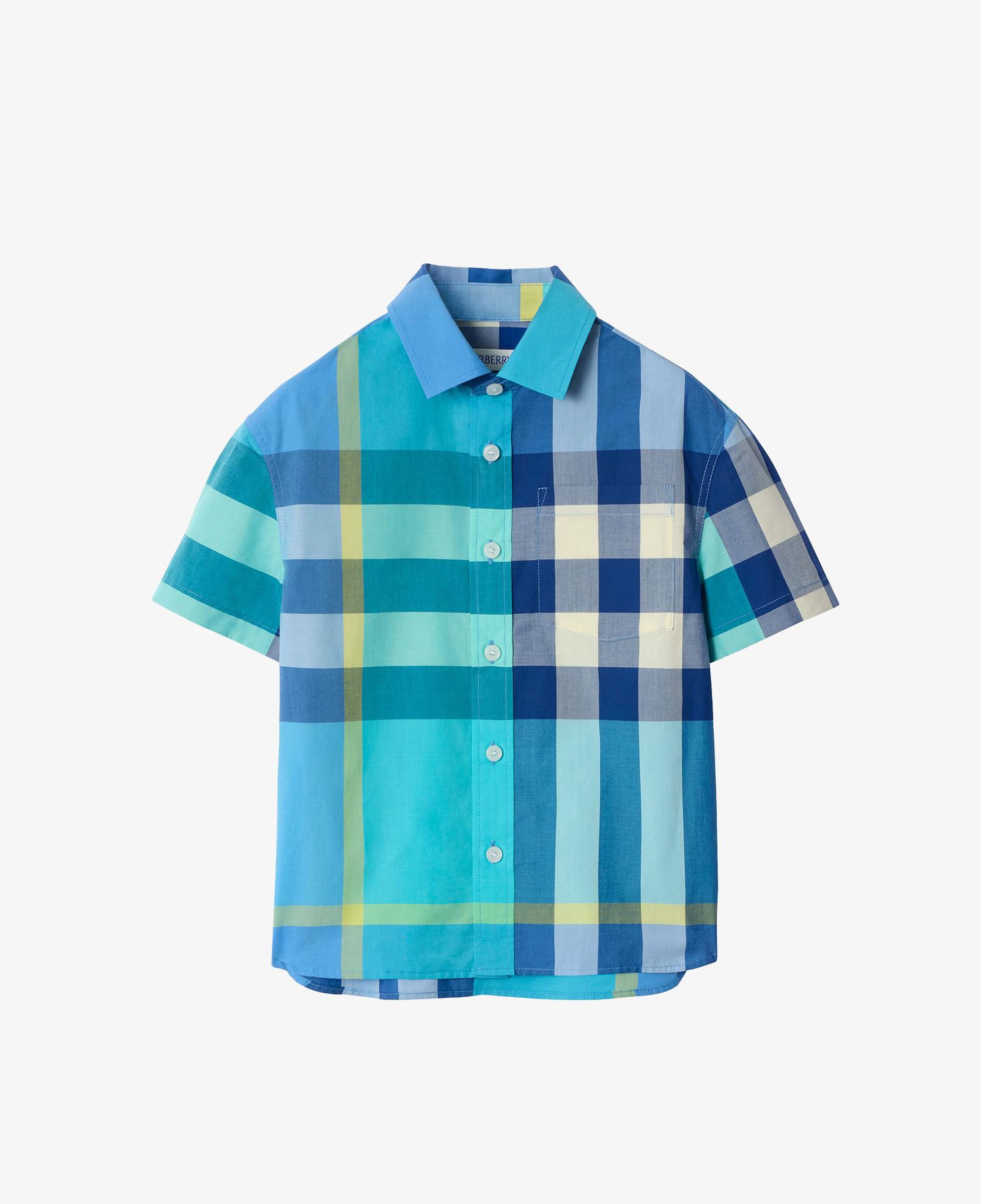Burberry Check Cotton Çocuk Mavi Gömlek