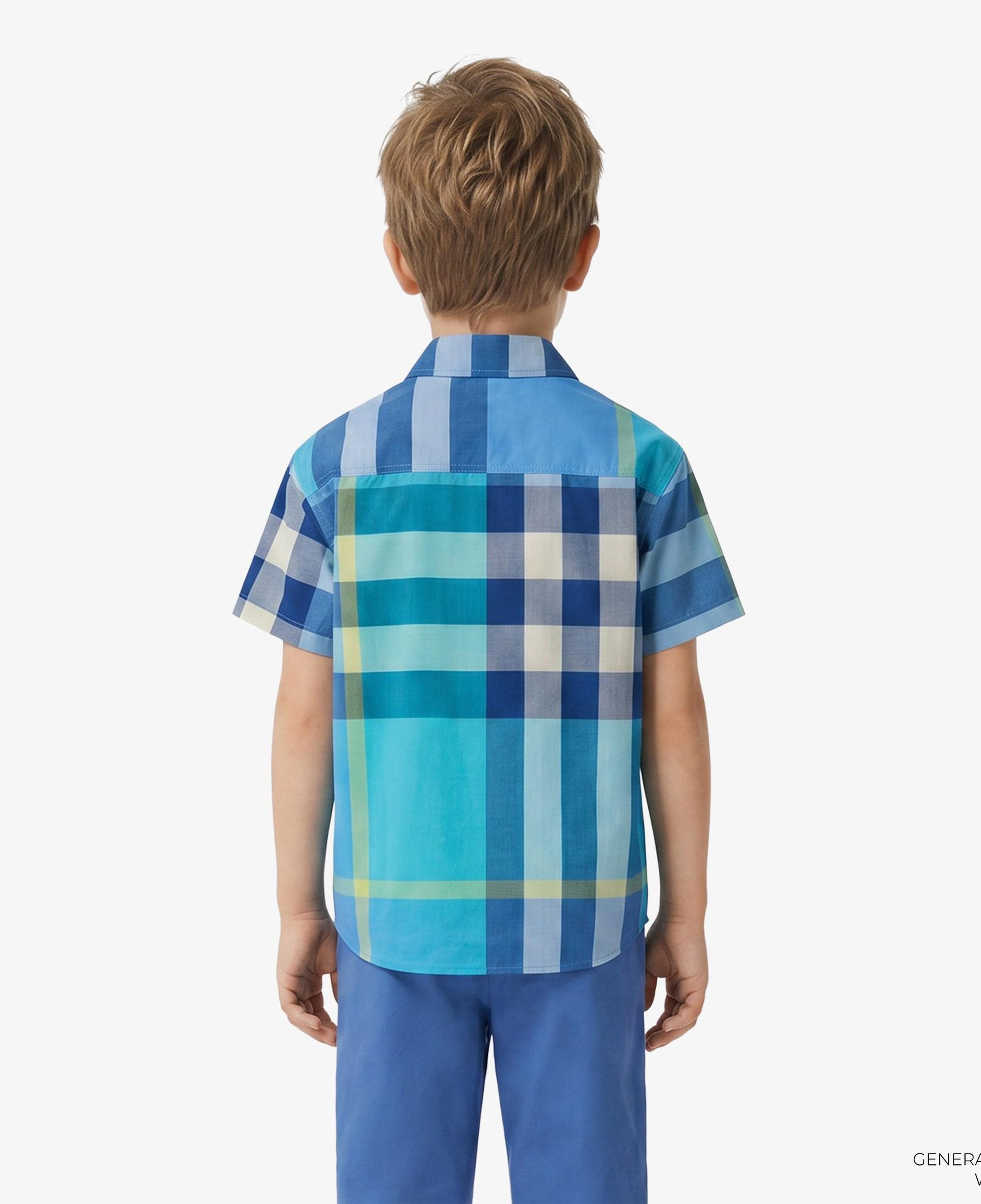 Burberry Check Cotton Çocuk Mavi Gömlek