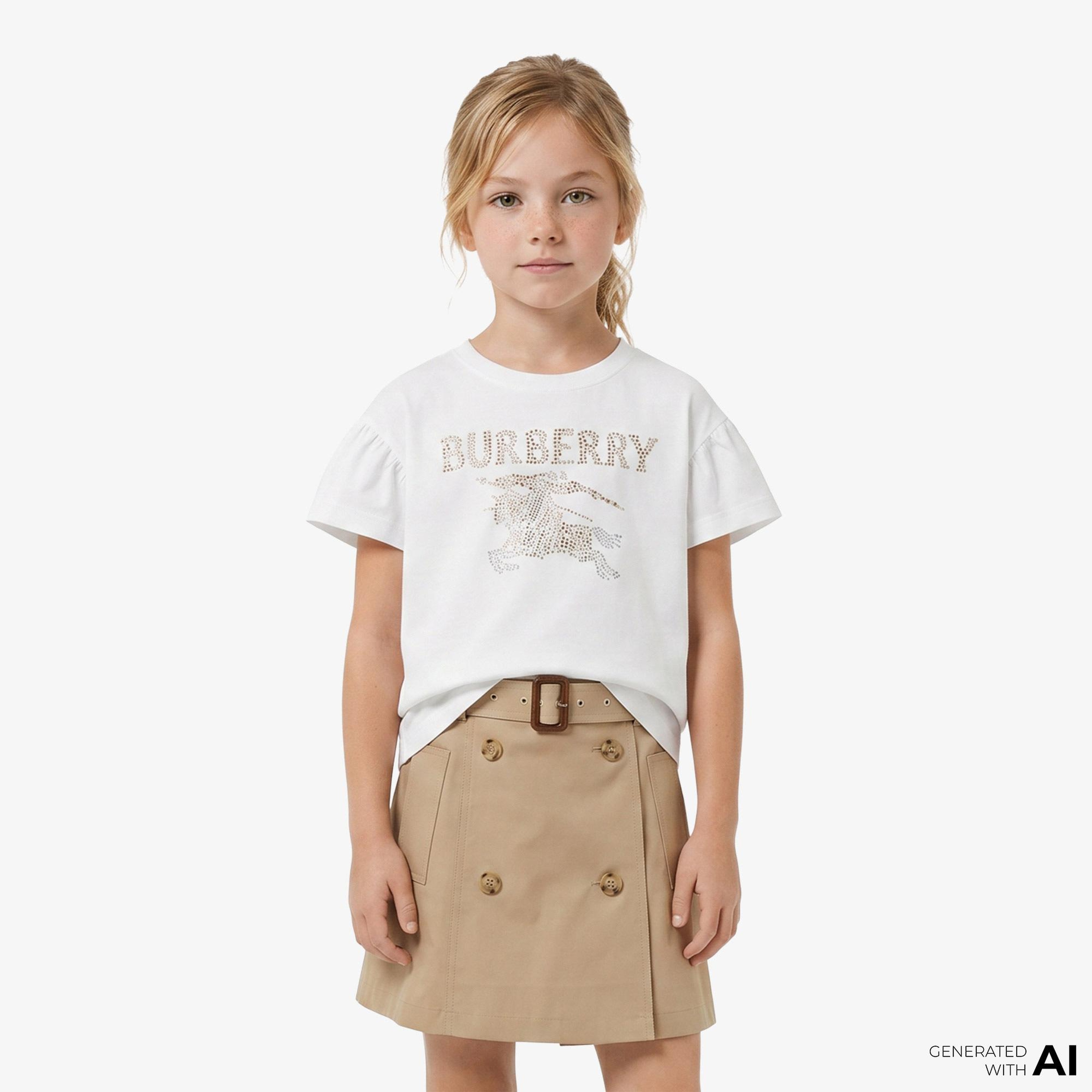 Burberry Roxy Crystal Çocuk Beyaz T-Shirt