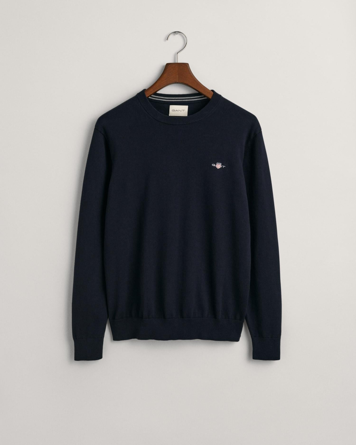 GANT Erkek Lacivert Regular Fit Bisiklet Yaka Kazak