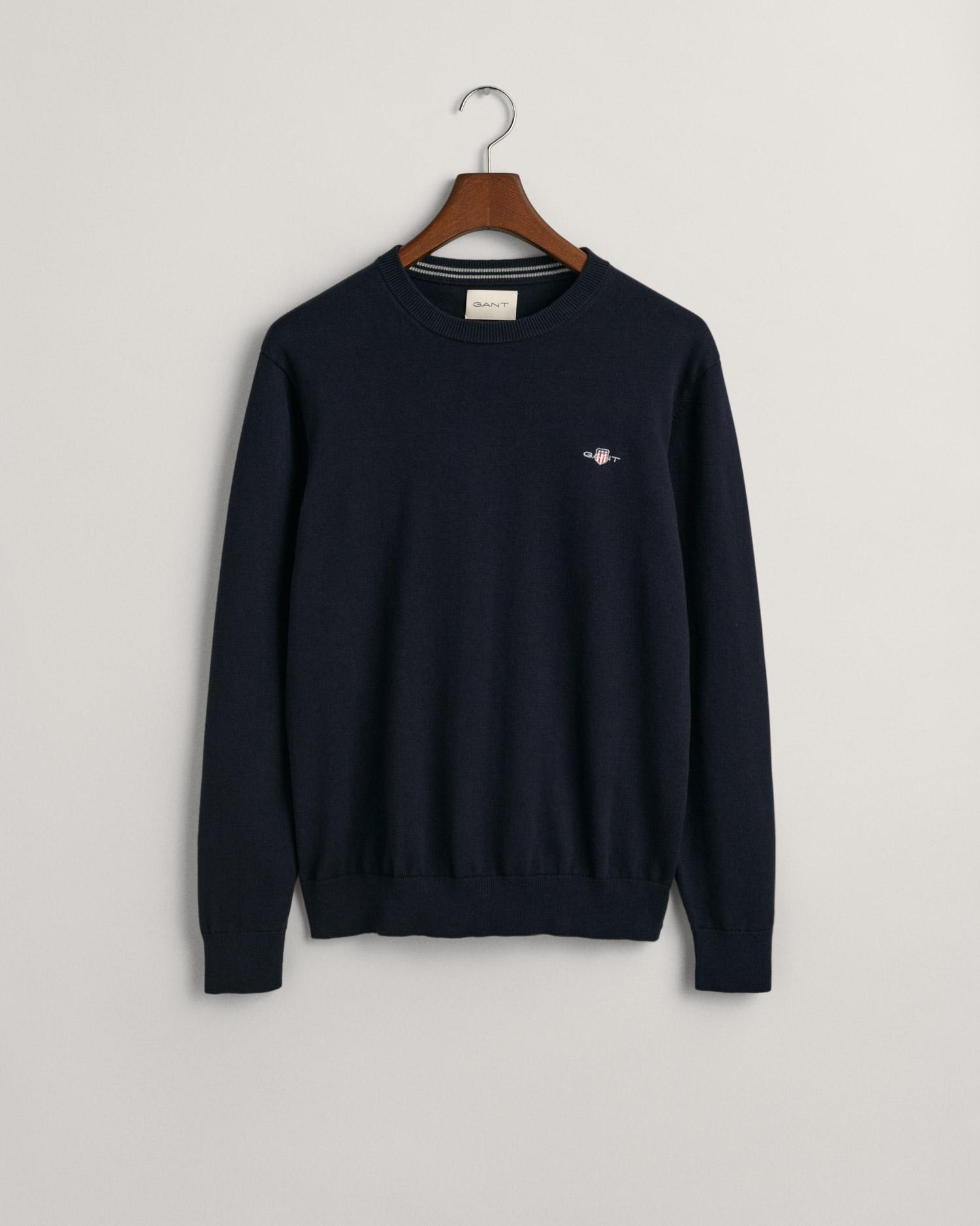 GANT Erkek Lacivert Regular Fit Bisiklet Yaka Kazak