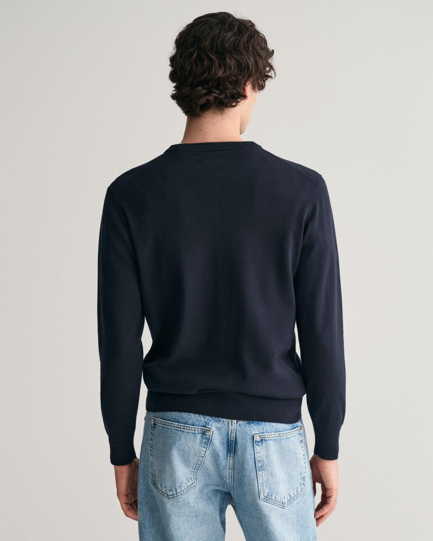 GANT Erkek Lacivert Regular Fit Bisiklet Yaka Kazak