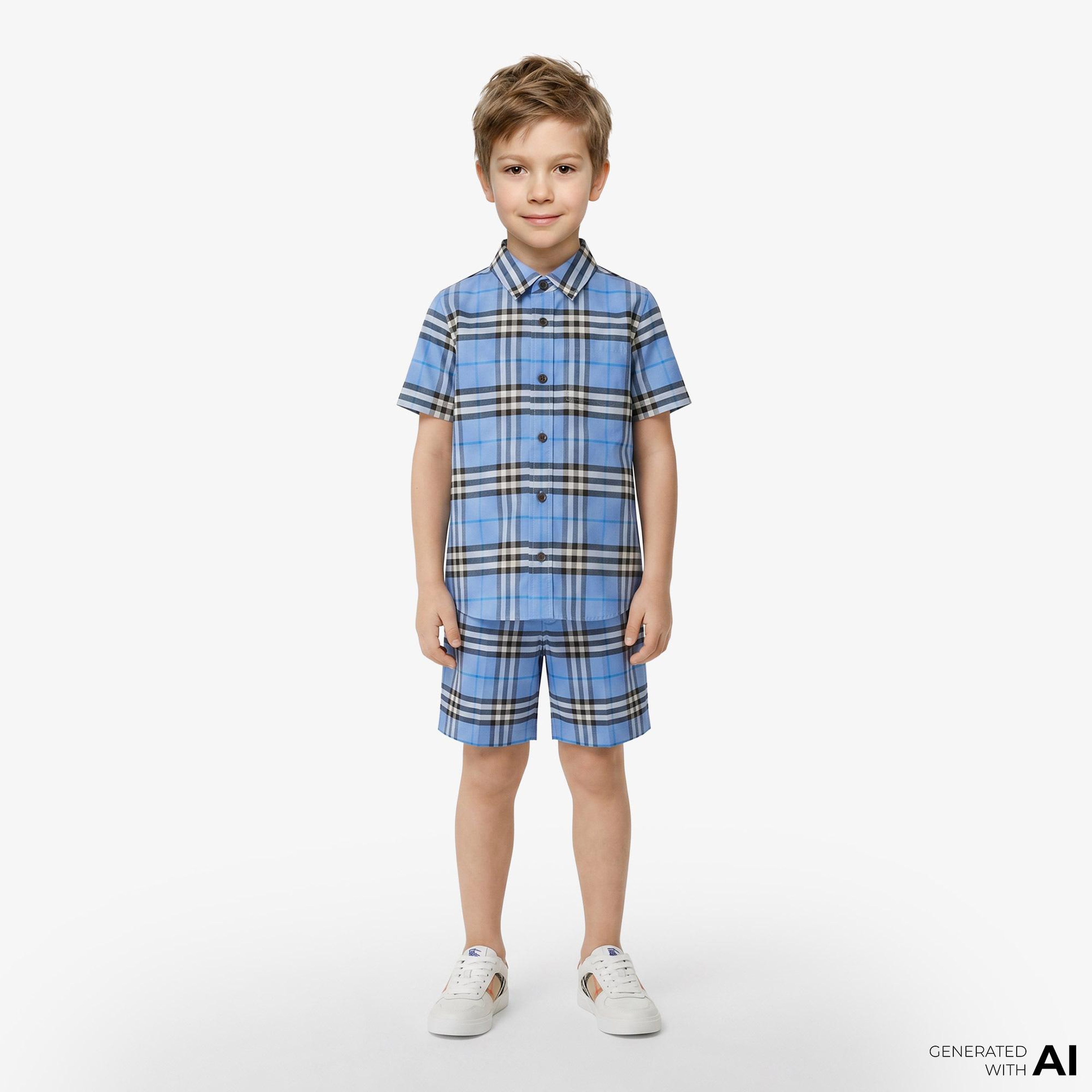 Burberry Oscar Check Çocuk Mavi Şort