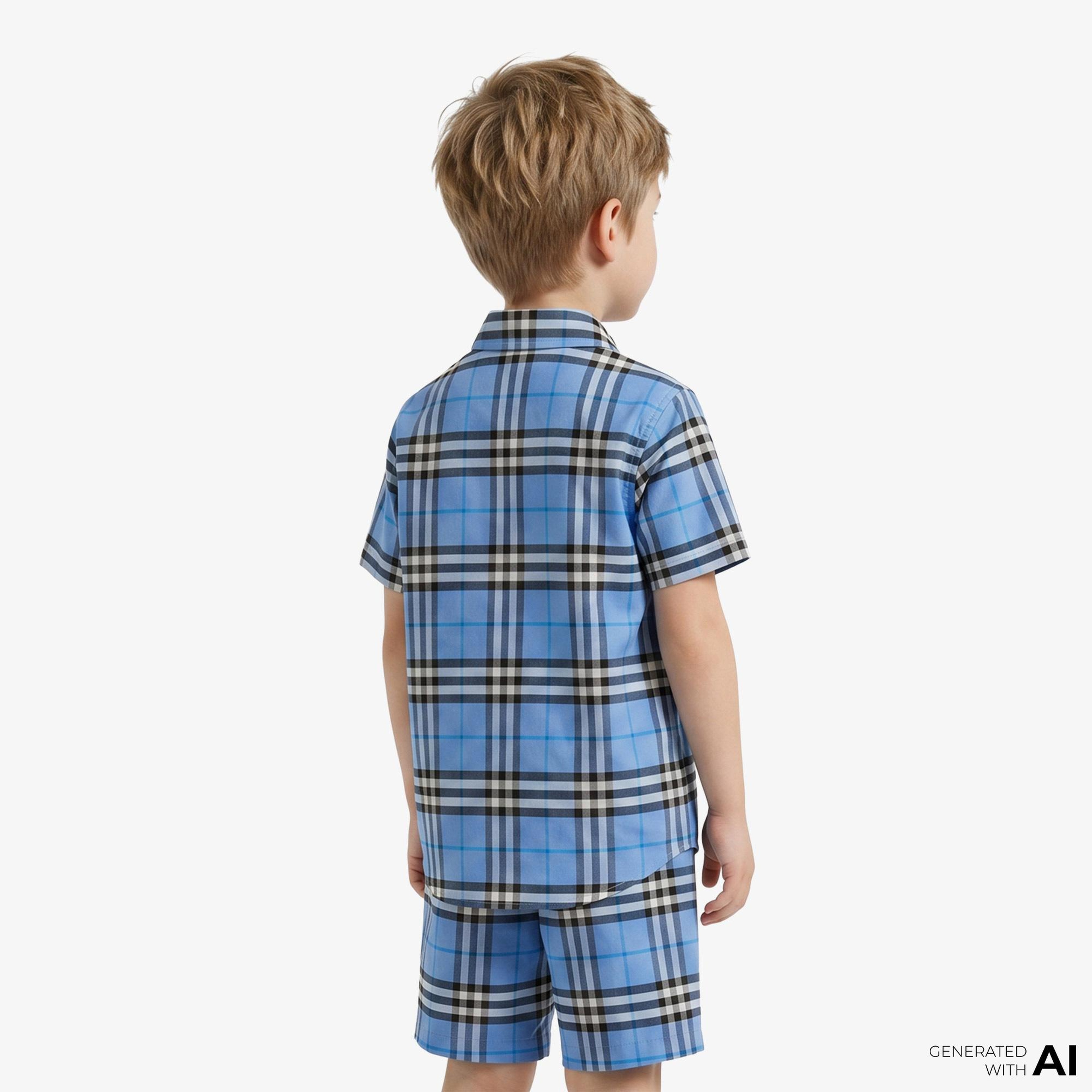Burberry Owen Check Çocuk Mavi Gömlek