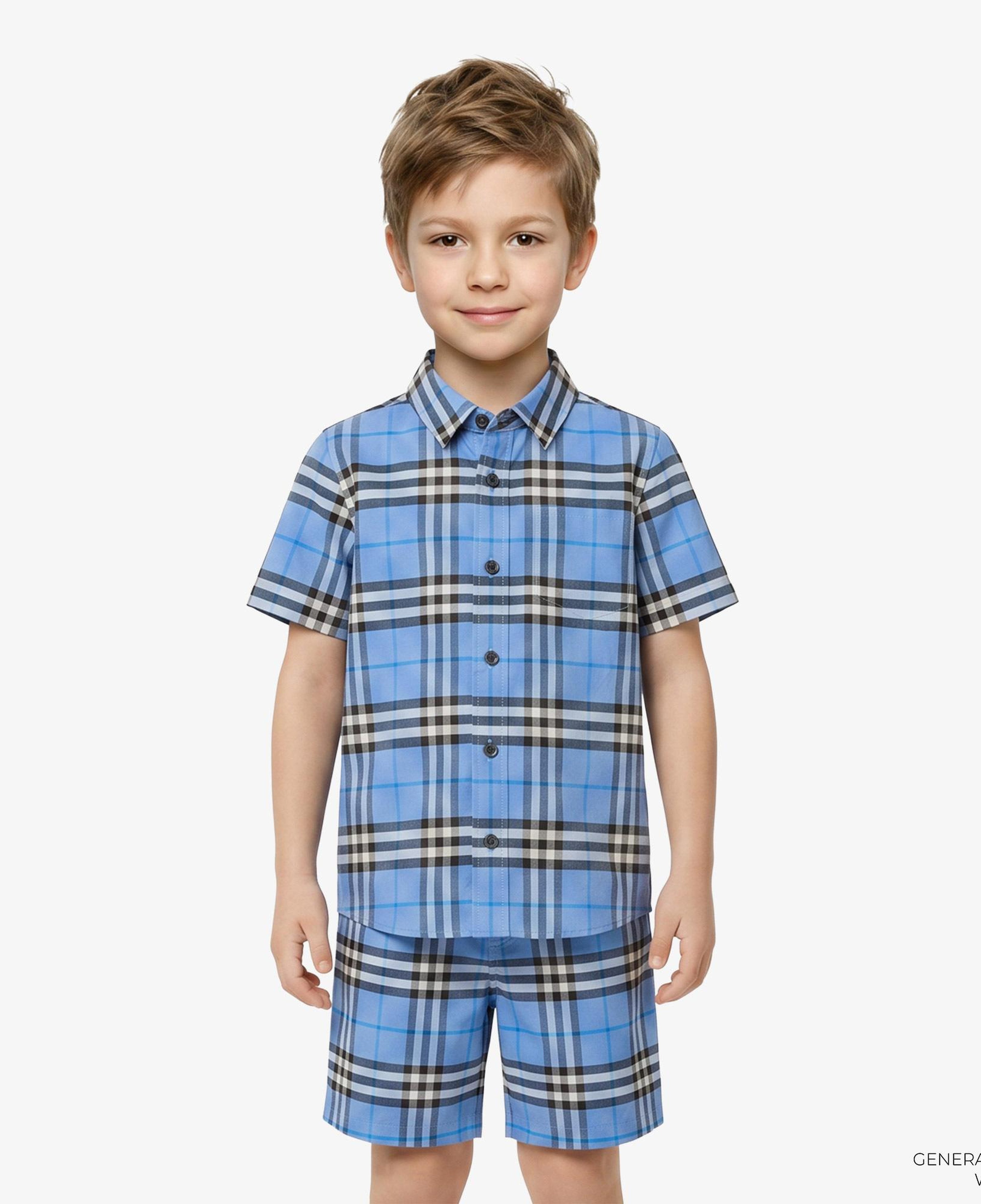 Burberry Owen Check Çocuk Mavi Gömlek