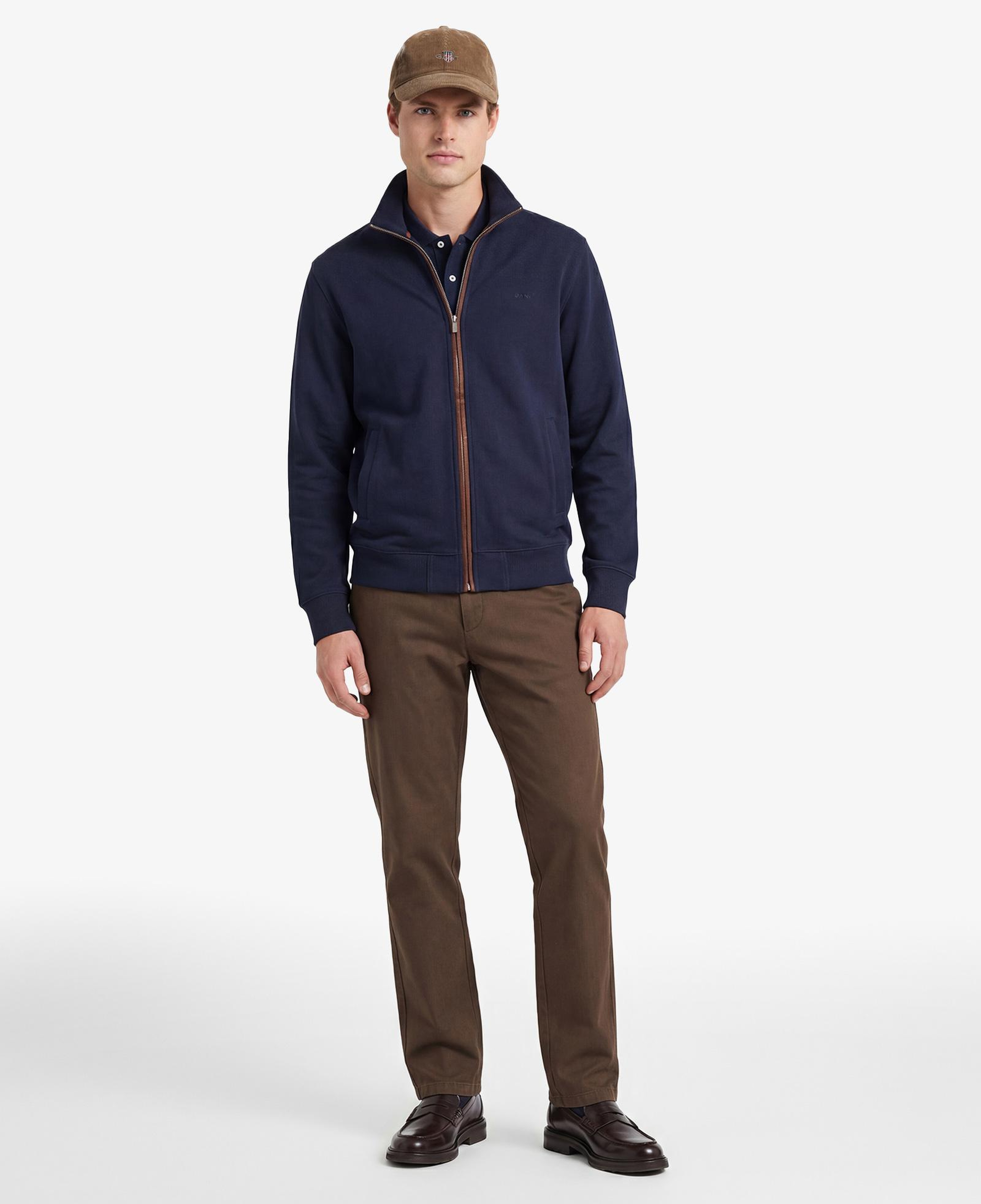 GANT Erkek Kahverengi Slim Fit Casual Herringbone Pantolon