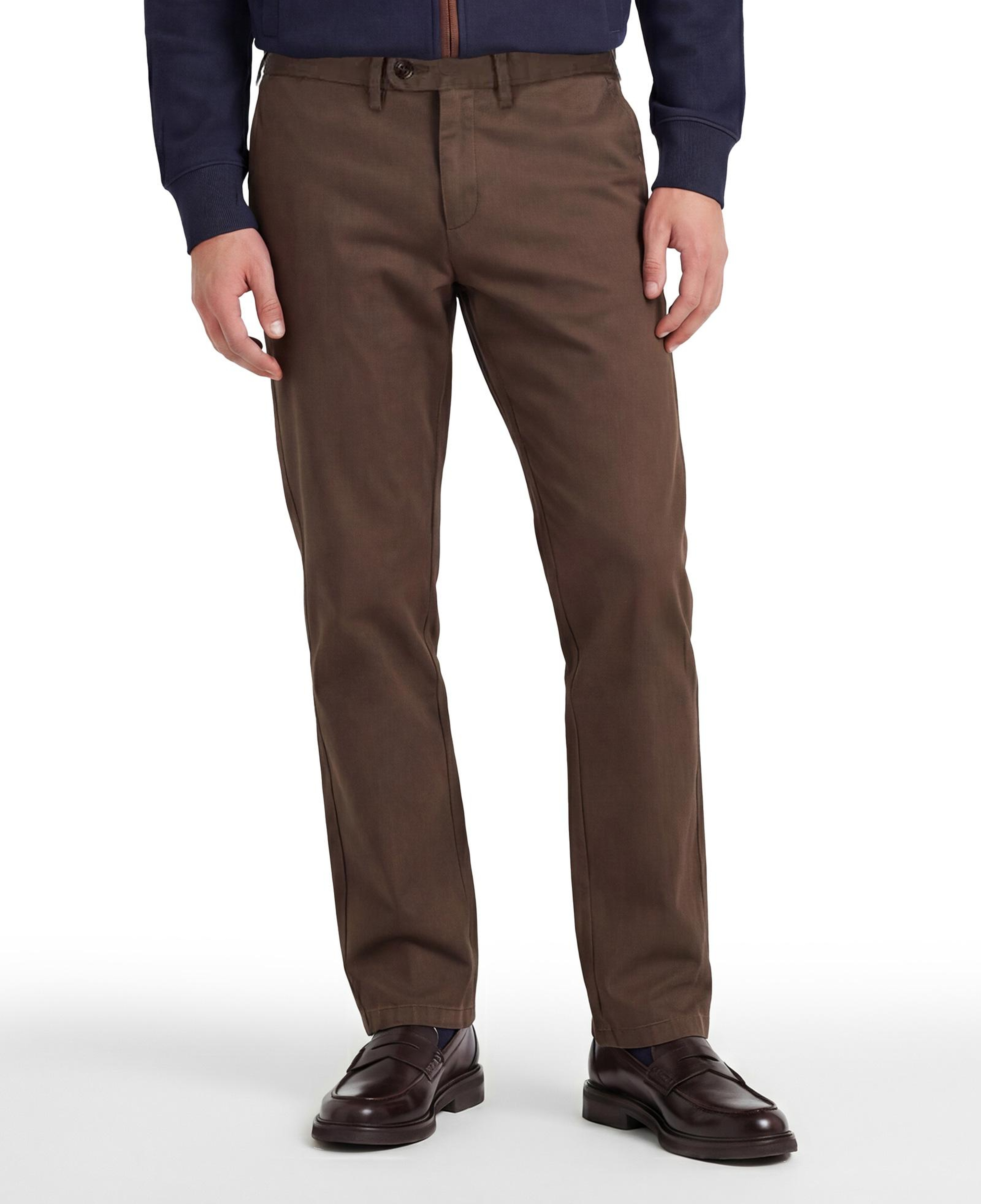 GANT Erkek Kahverengi Slim Fit Casual Herringbone Pantolon