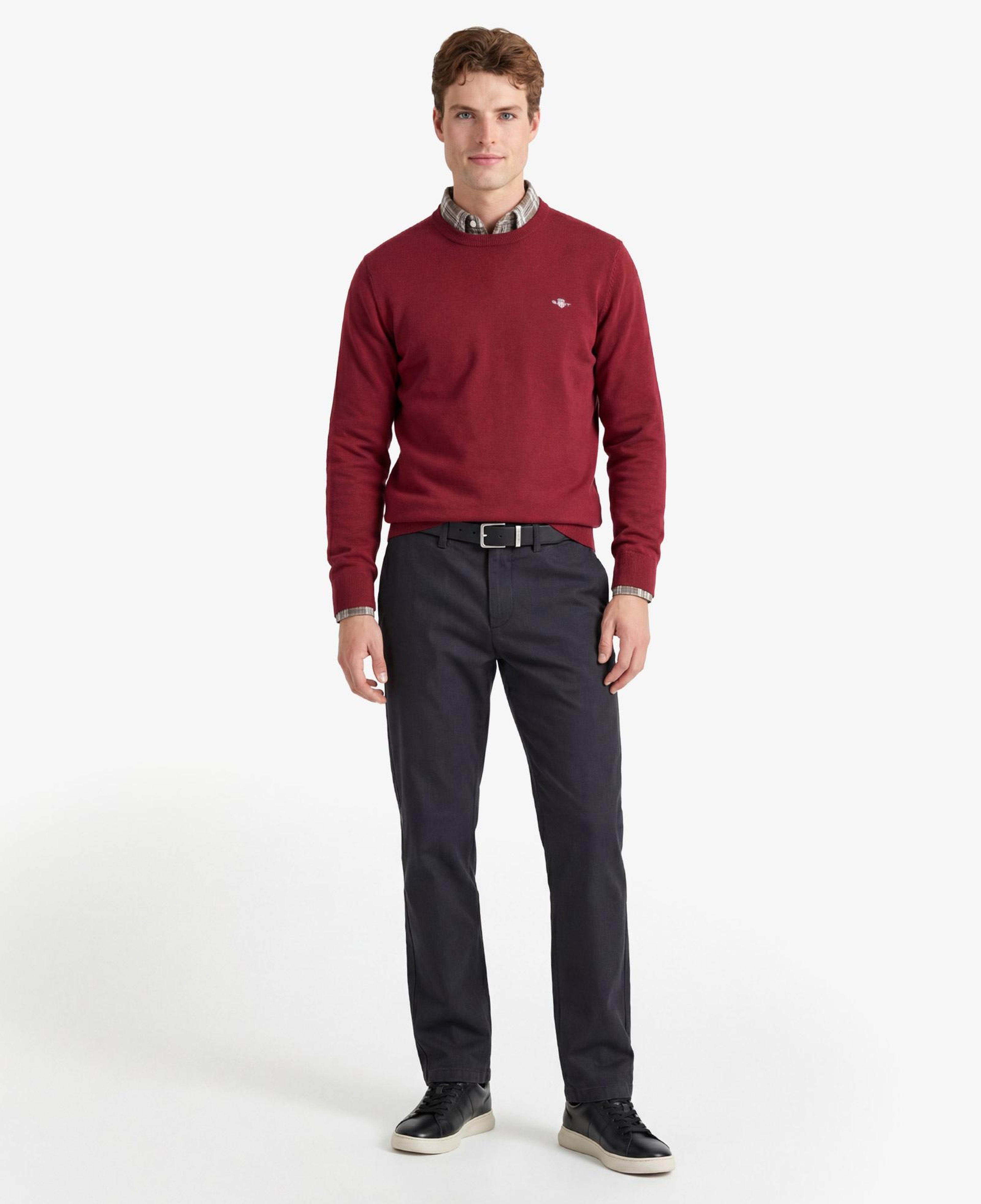 GANT Erkek Siyah Slim Fit Casual Herringbone Pantolon