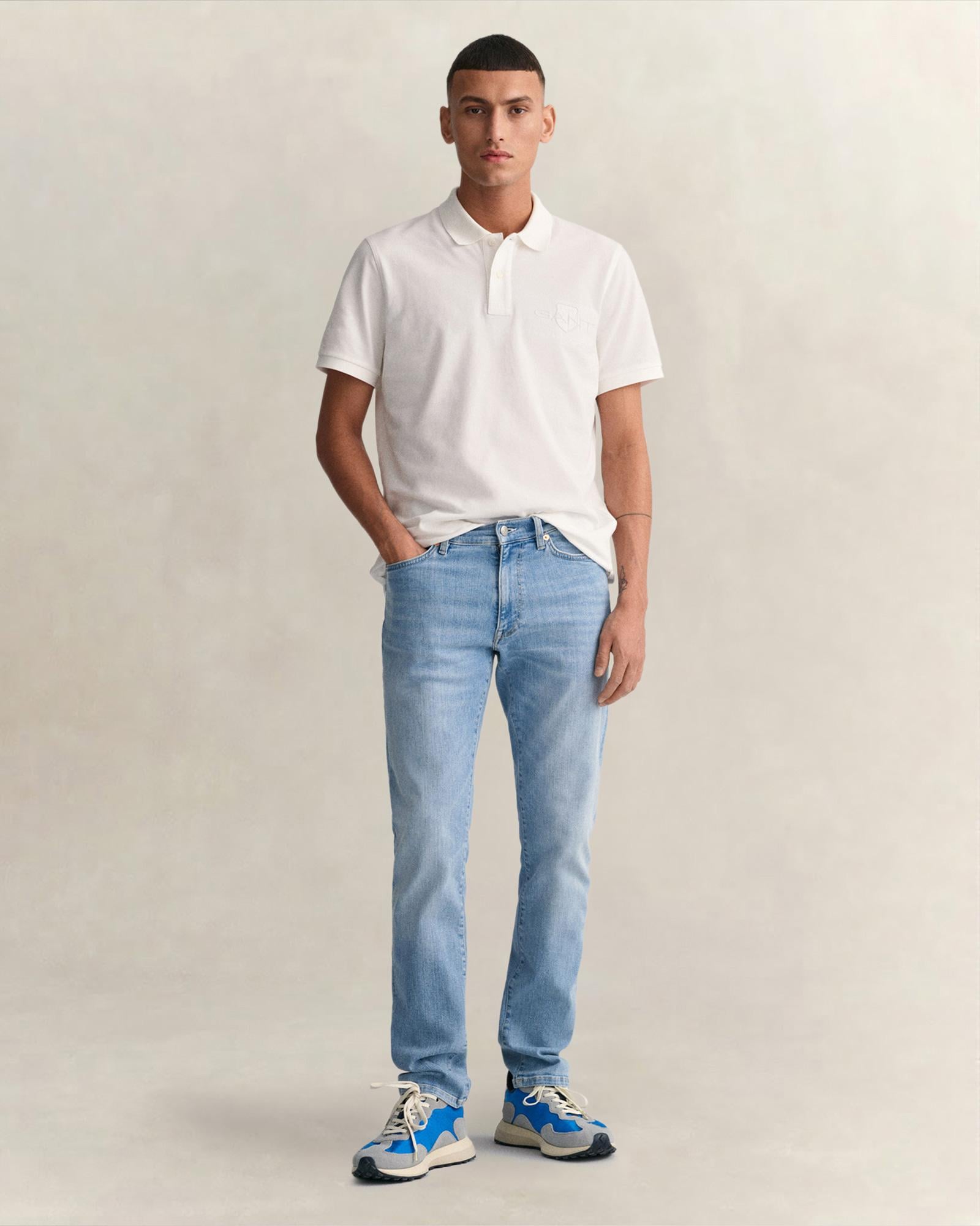 GANT Erkek Mavi Extra Slim Fit Jean Pantolon
