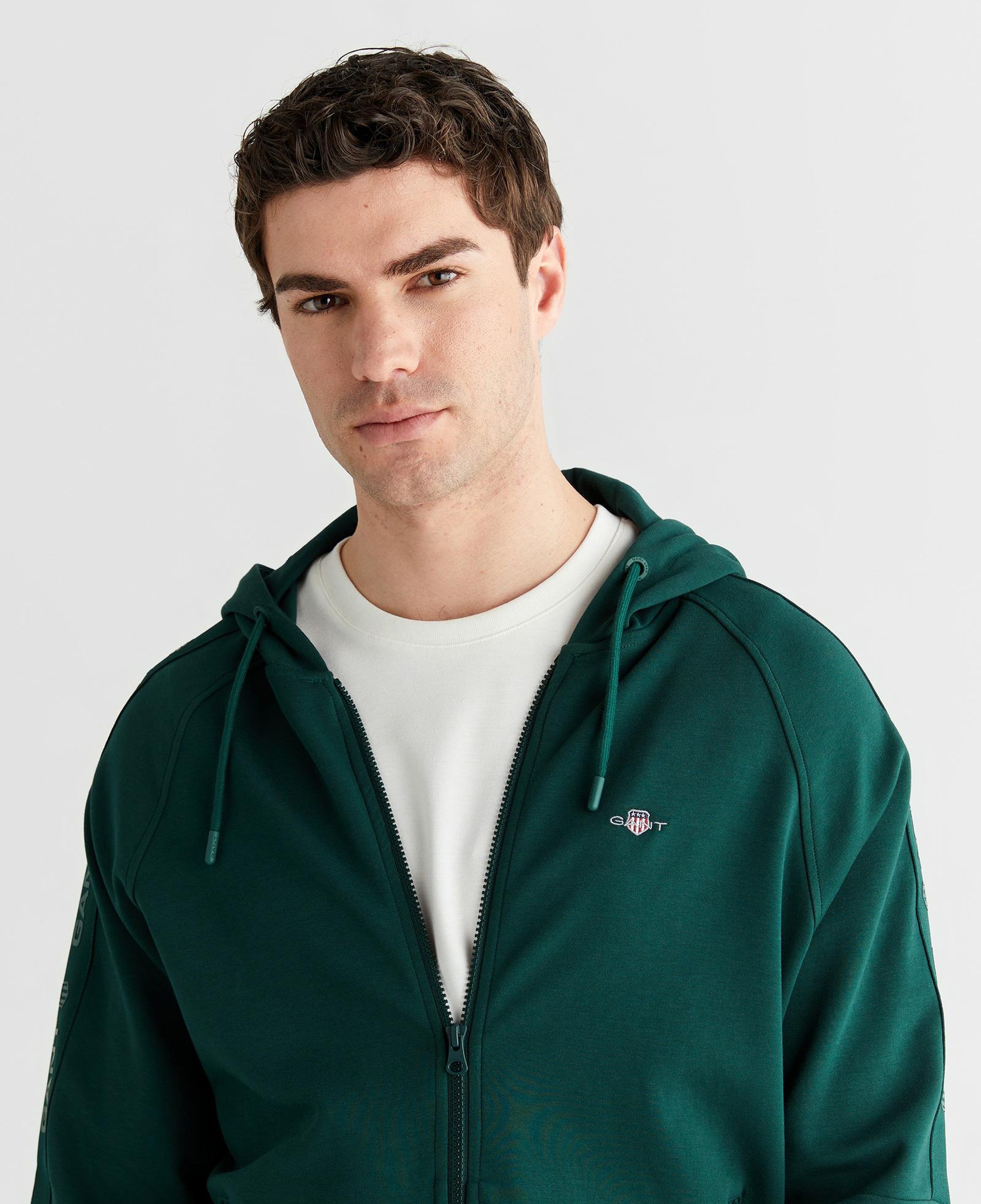 GANT Erkek Yeşil Fermuarlı Kapüşonlu Sweatshirt