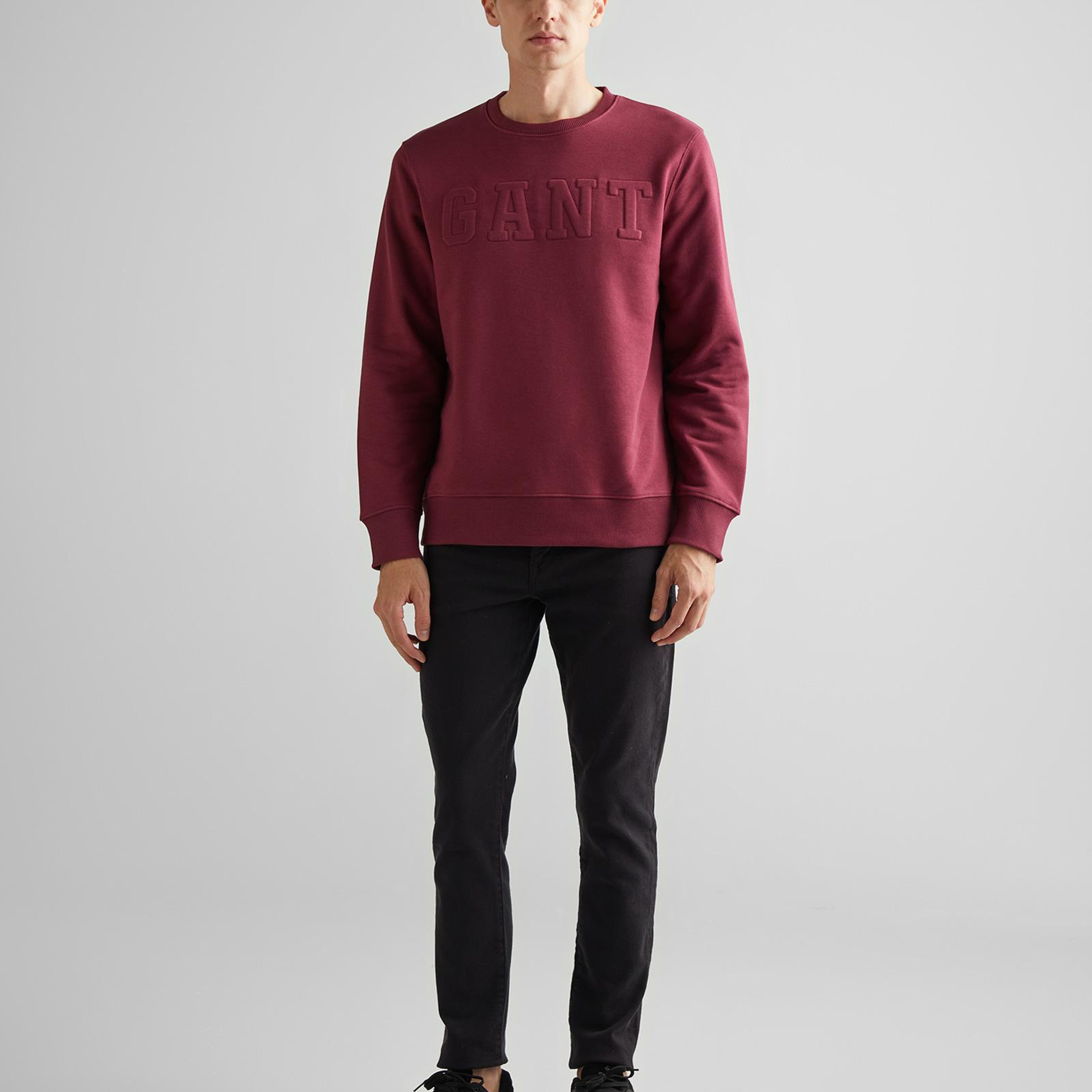 GANT Erkek Bordo Regular Fit Bisiklet Yaka Logolu Sweatshirt