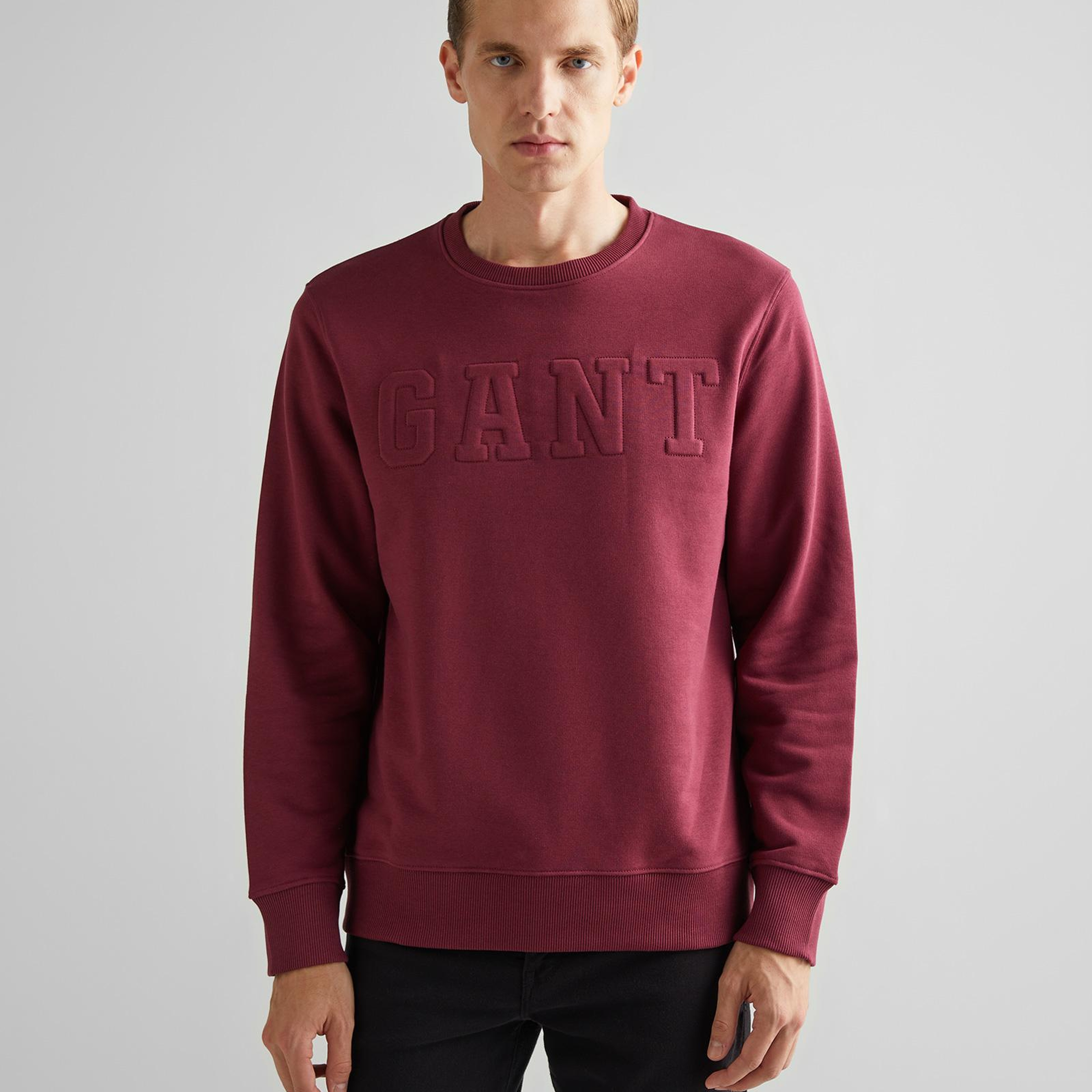 GANT Erkek Bordo Regular Fit Bisiklet Yaka Logolu Sweatshirt