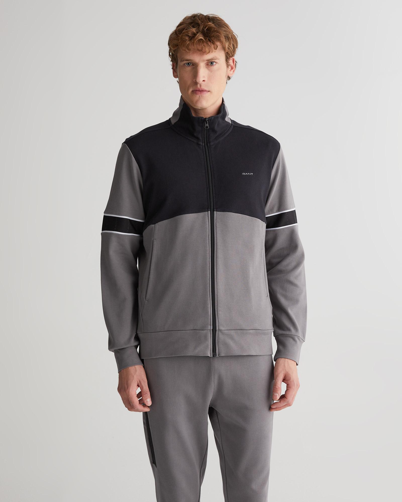 GANT Erkek Gri Regular Fit Fermuarlı Sweatshirt