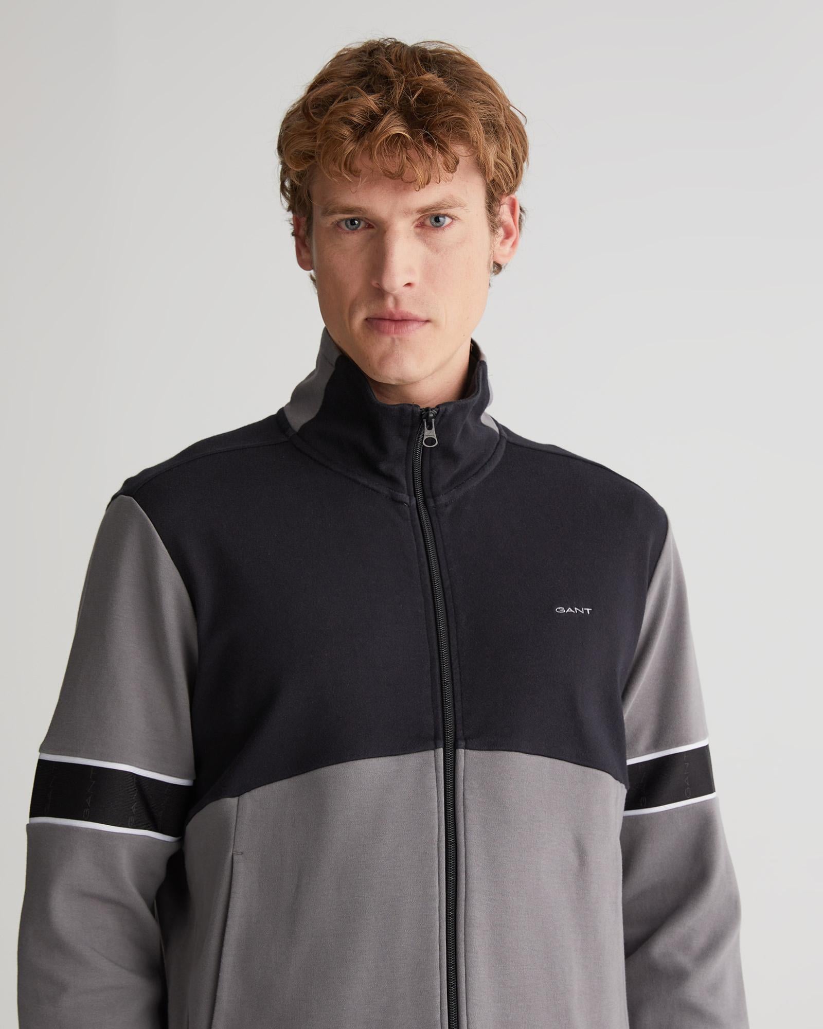 GANT Erkek Gri Regular Fit Fermuarlı Sweatshirt