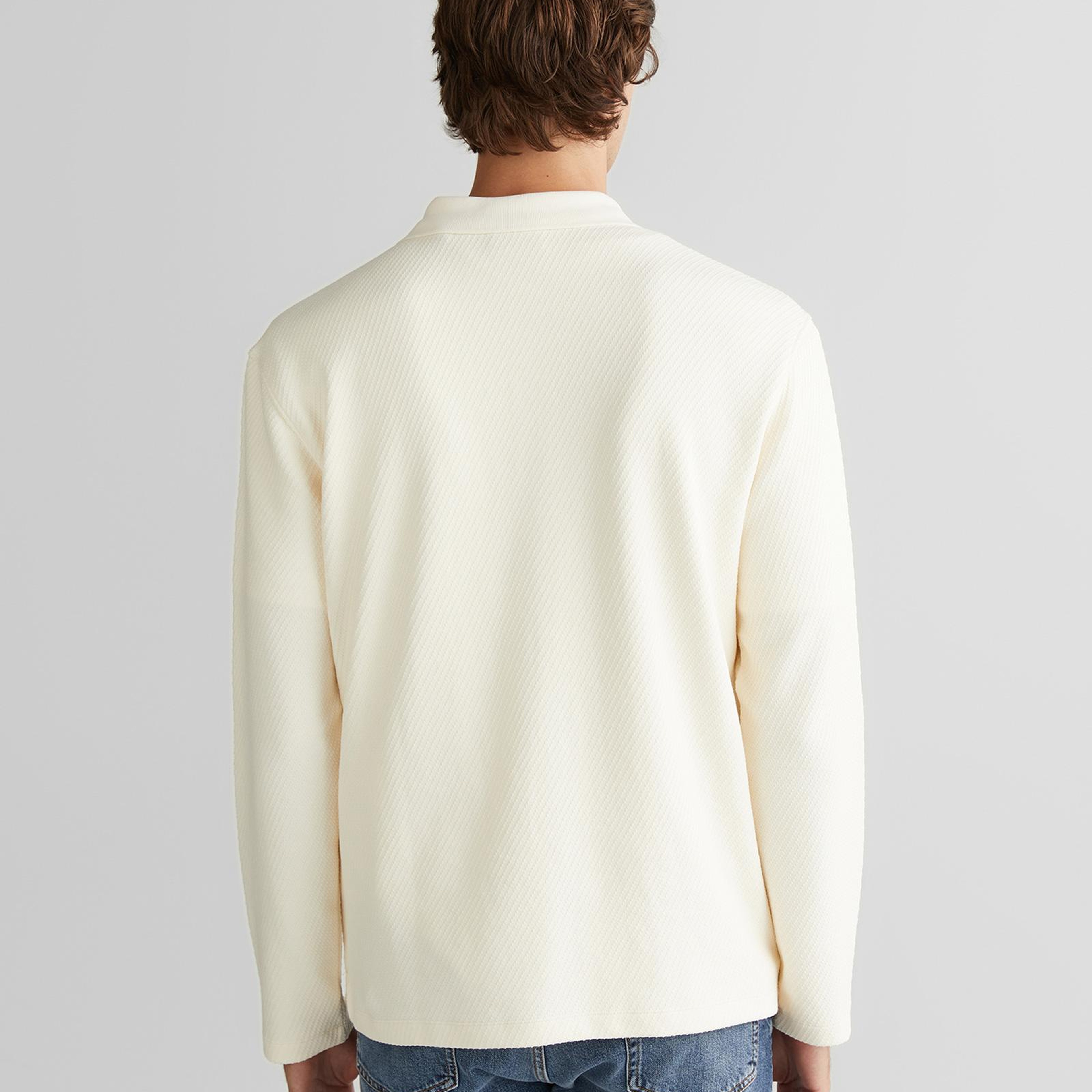 GANT Erkek Krem Relaxed Fit Polo Yaka Uzun Kollu T-Shirt