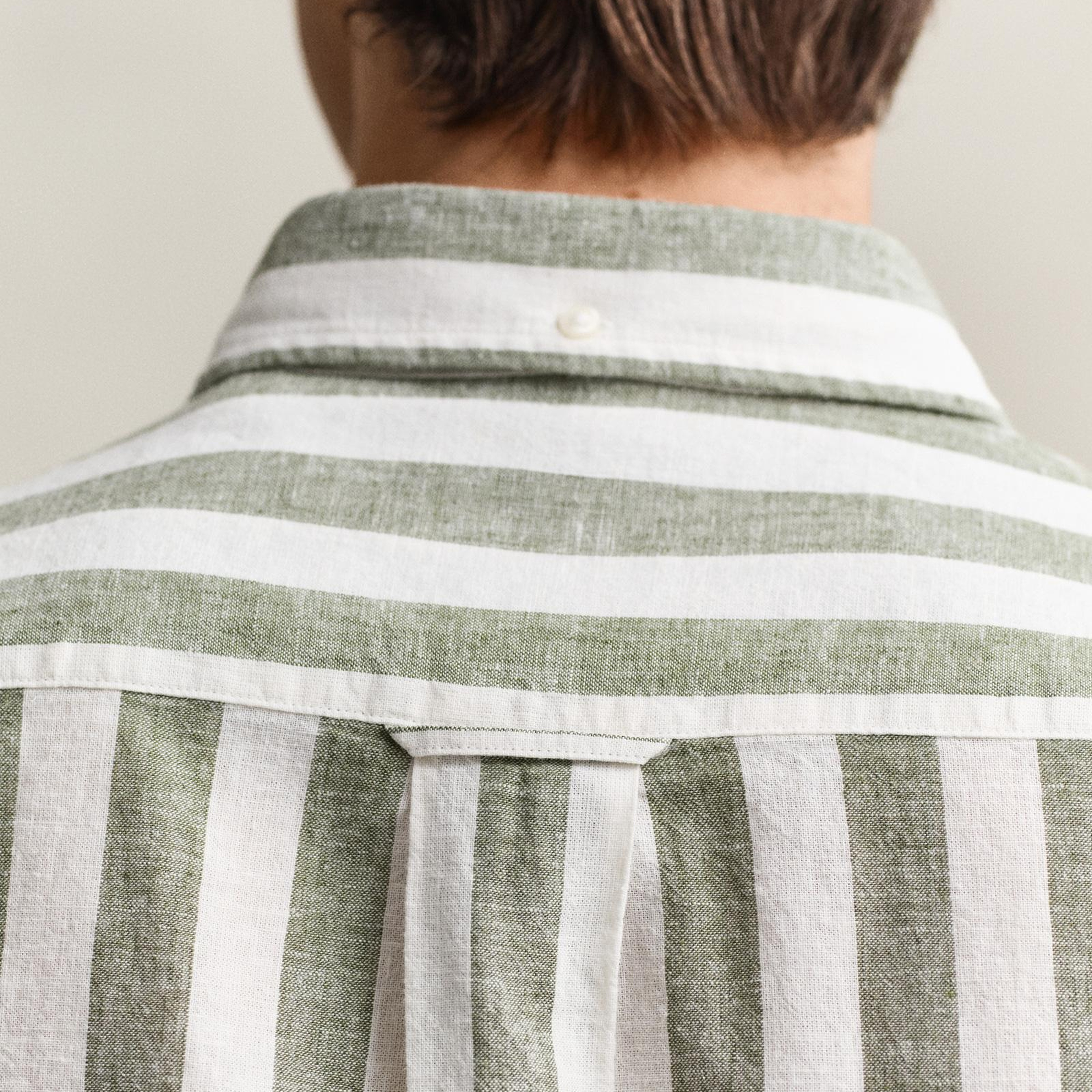GANT Erkek Yeşil Regular Fit Çizgili Logolu Gömlek