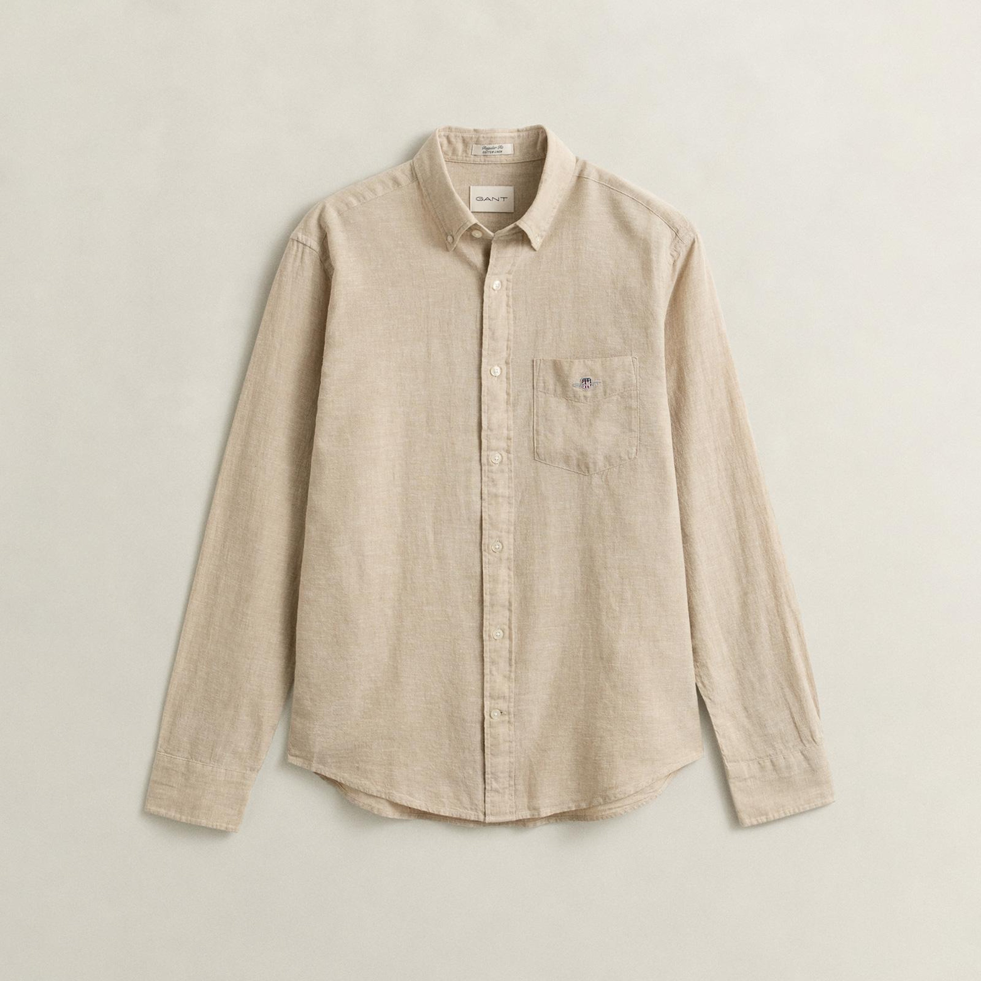 GANT Erkek Bej Regular Fit Logolu Gömlek