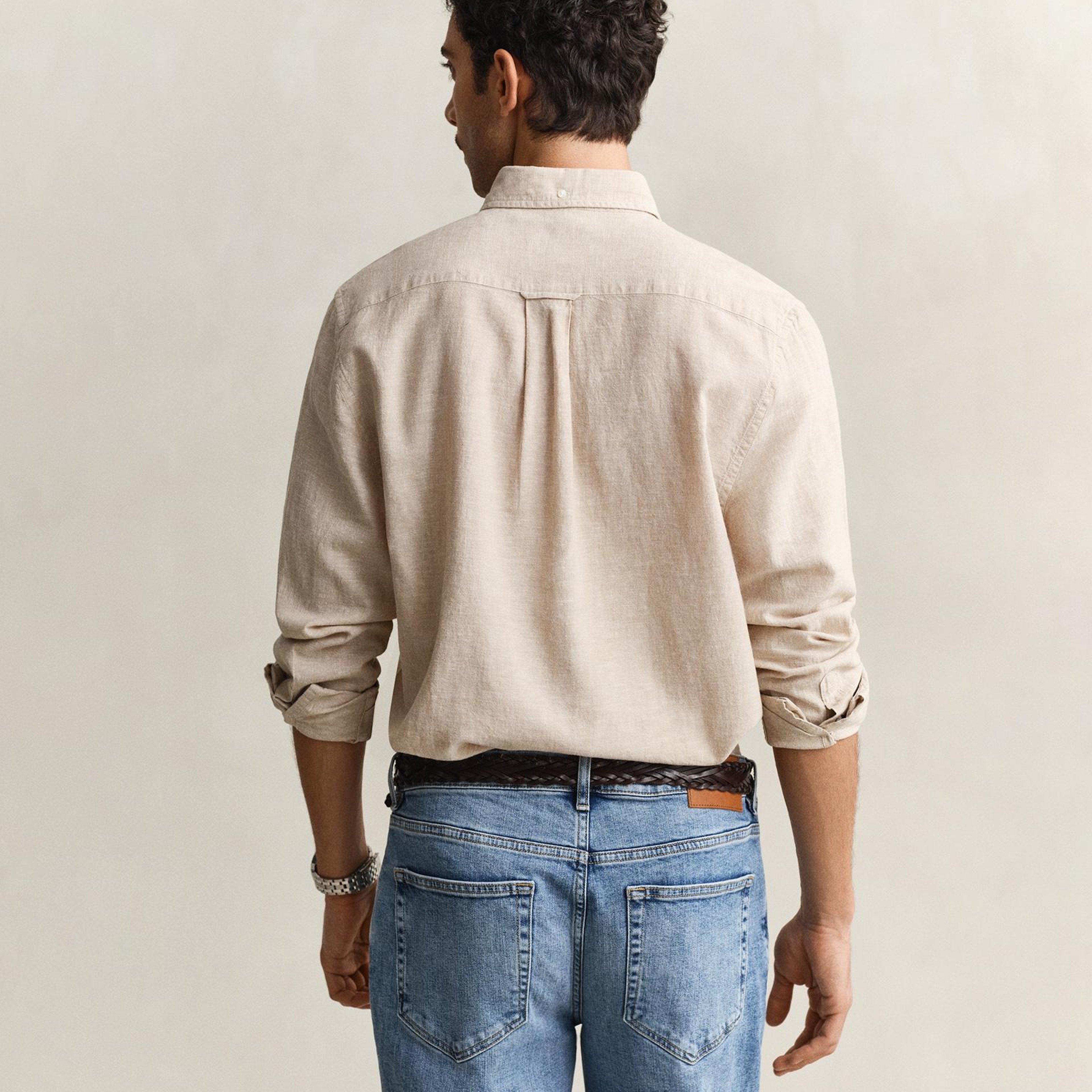 GANT Erkek Bej Regular Fit Logolu Gömlek