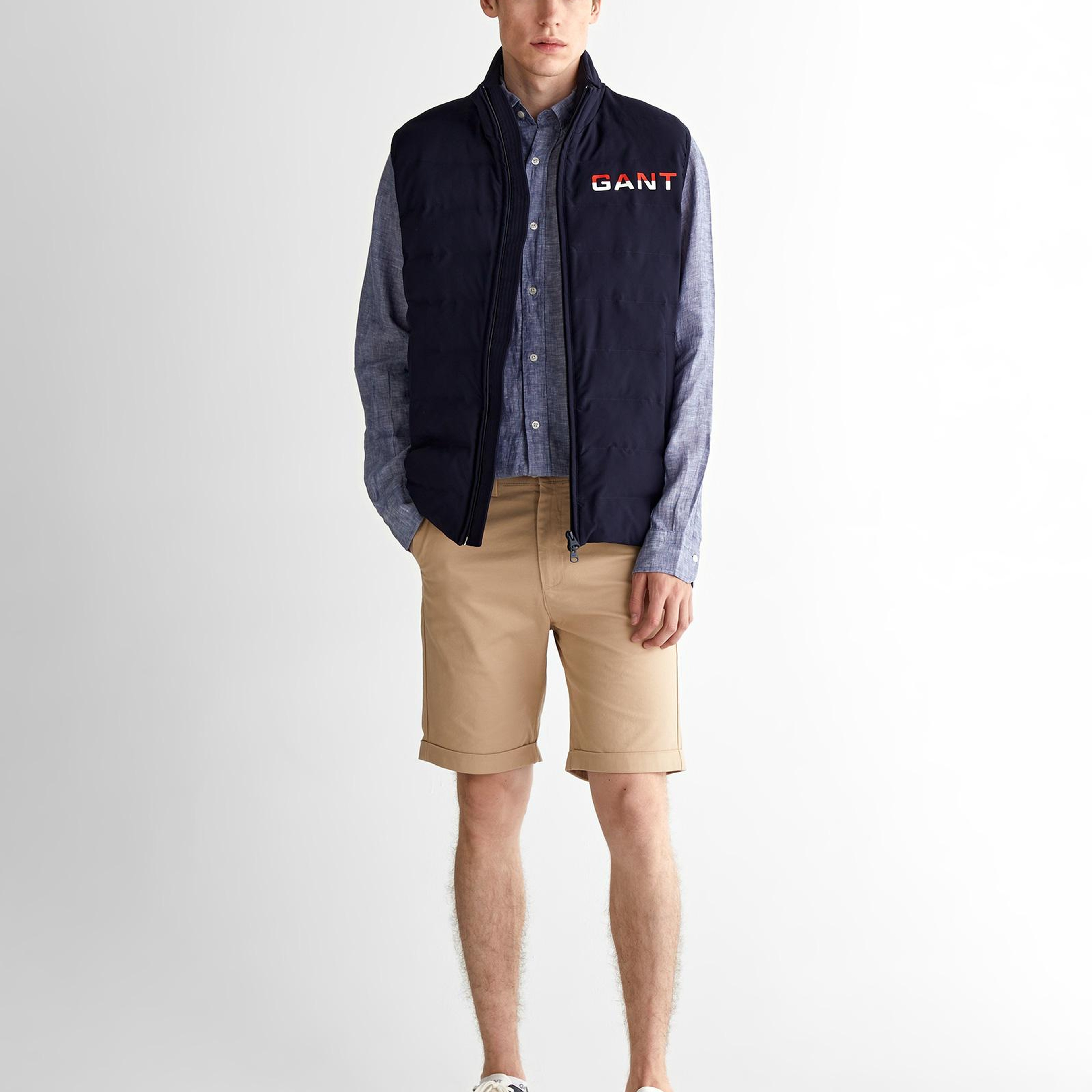 GANT Erkek Lacivert Regular Fit Dik Yaka Logolu Yelek