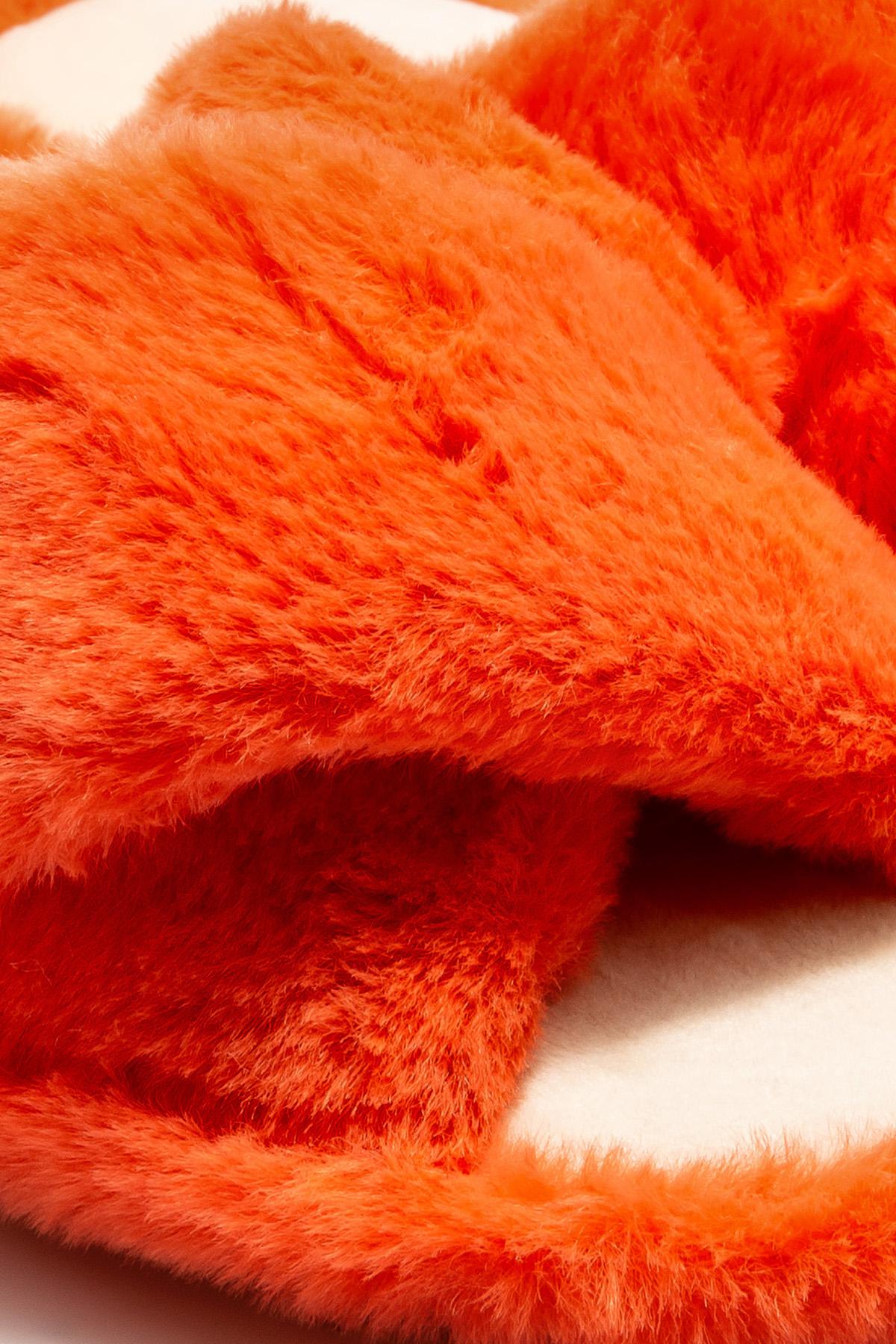 Çapraz Peluş Kadın Ev Terliği Turuncu 36/41