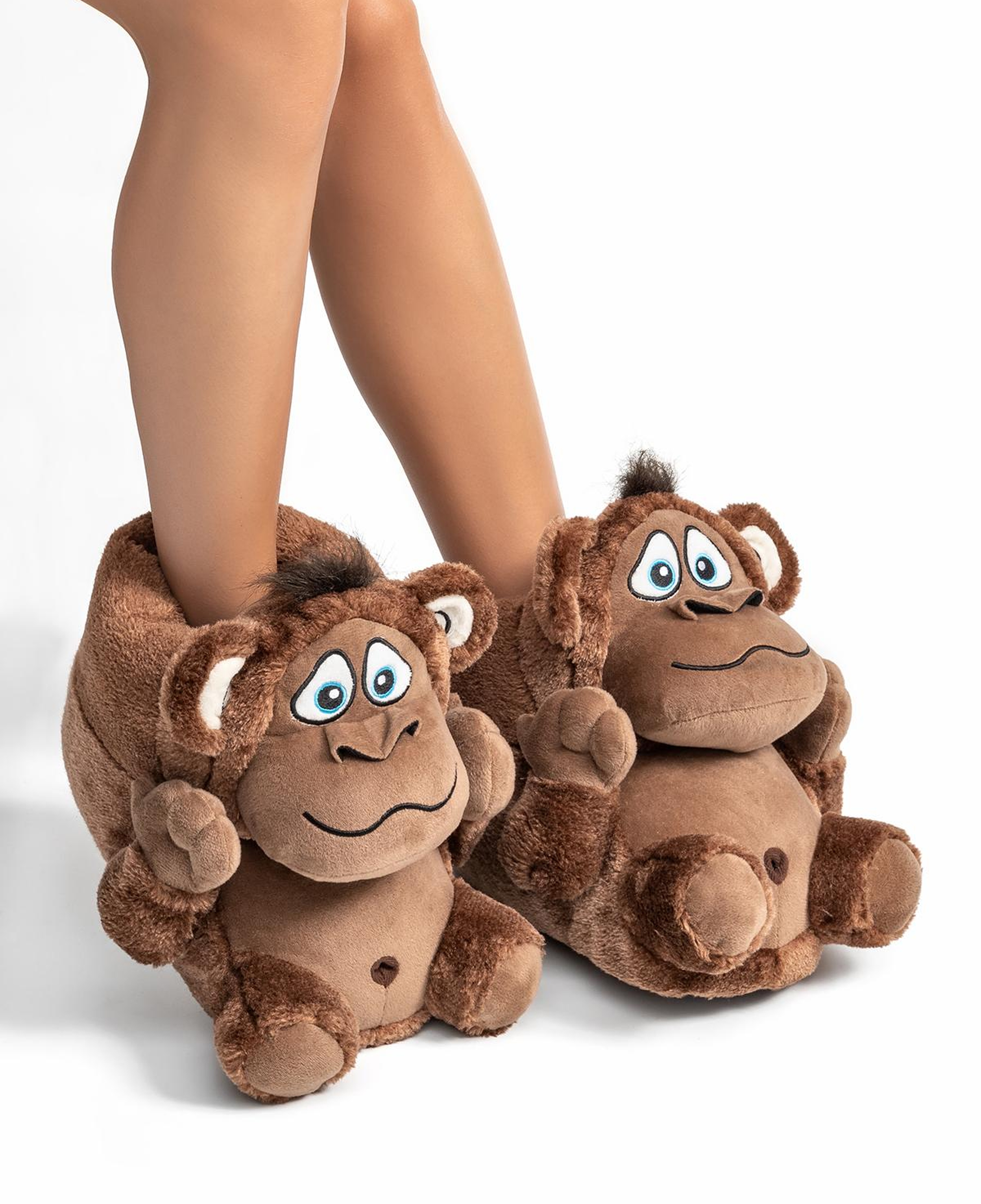 Monkey Unisex Hayvanlı Panduf Kahverengi 36/43