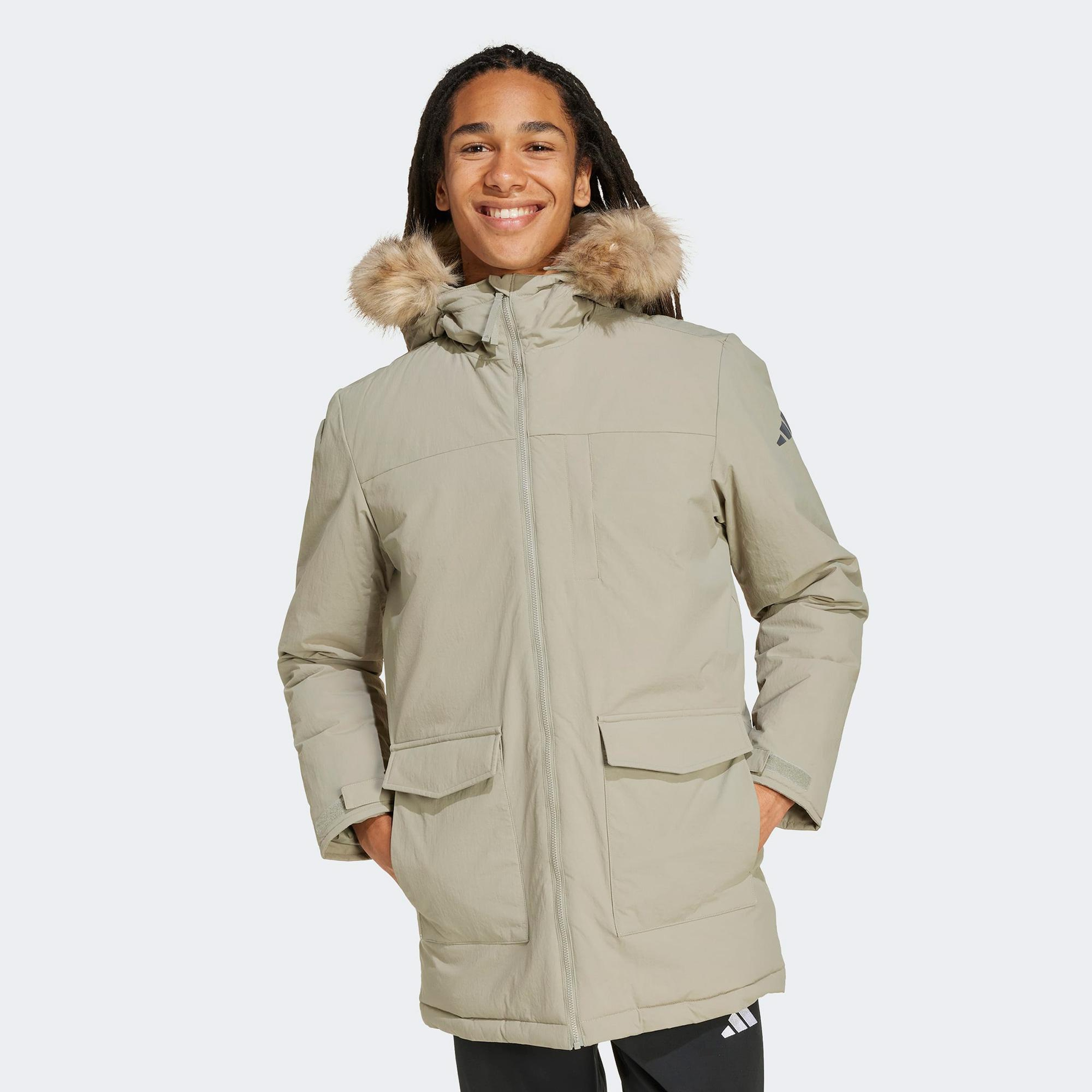 adidas Paveric Climawarm Kürk Erkek Yeşil Outdoor Montu