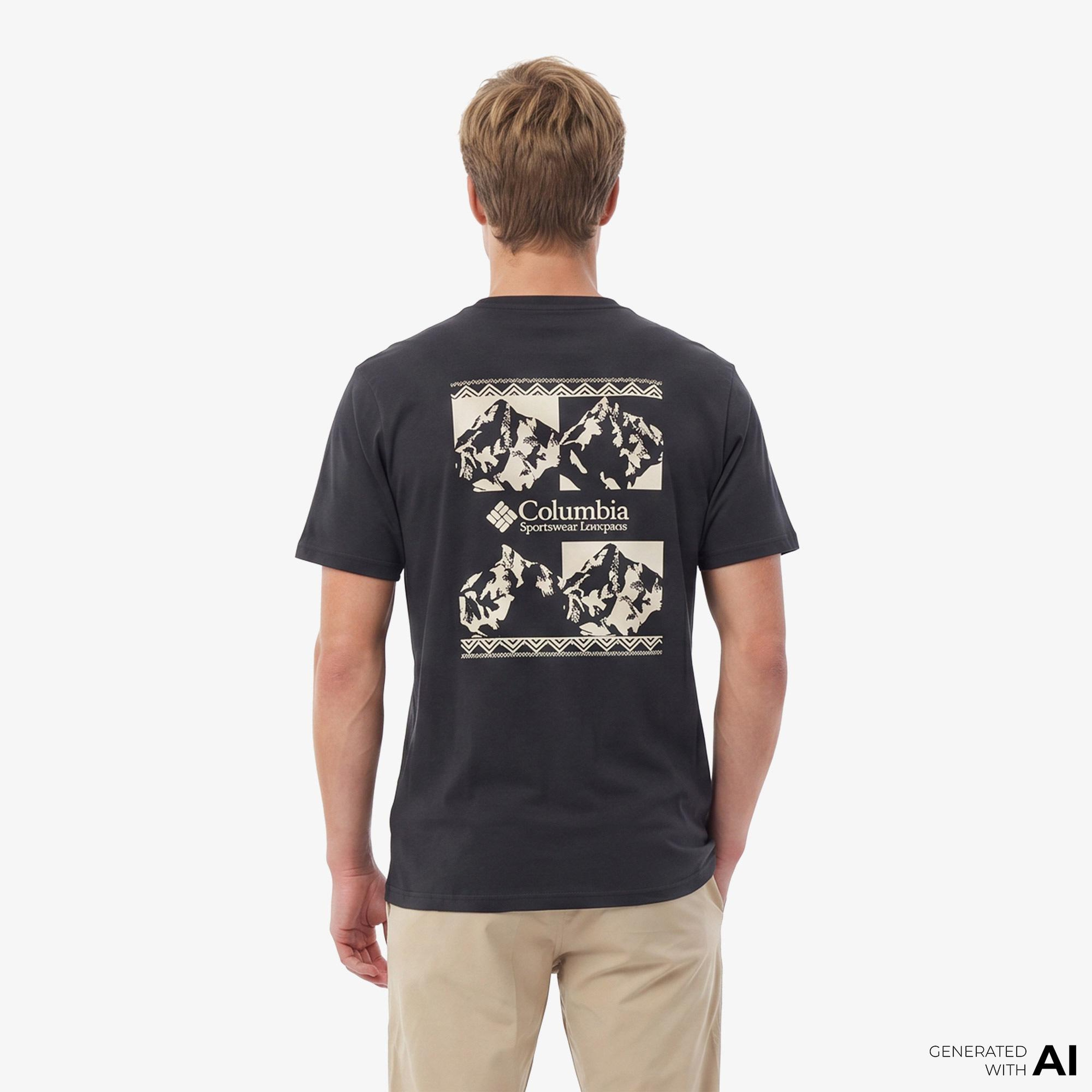 Columbia Repeated Peaks Erkek Gri T-Shirt