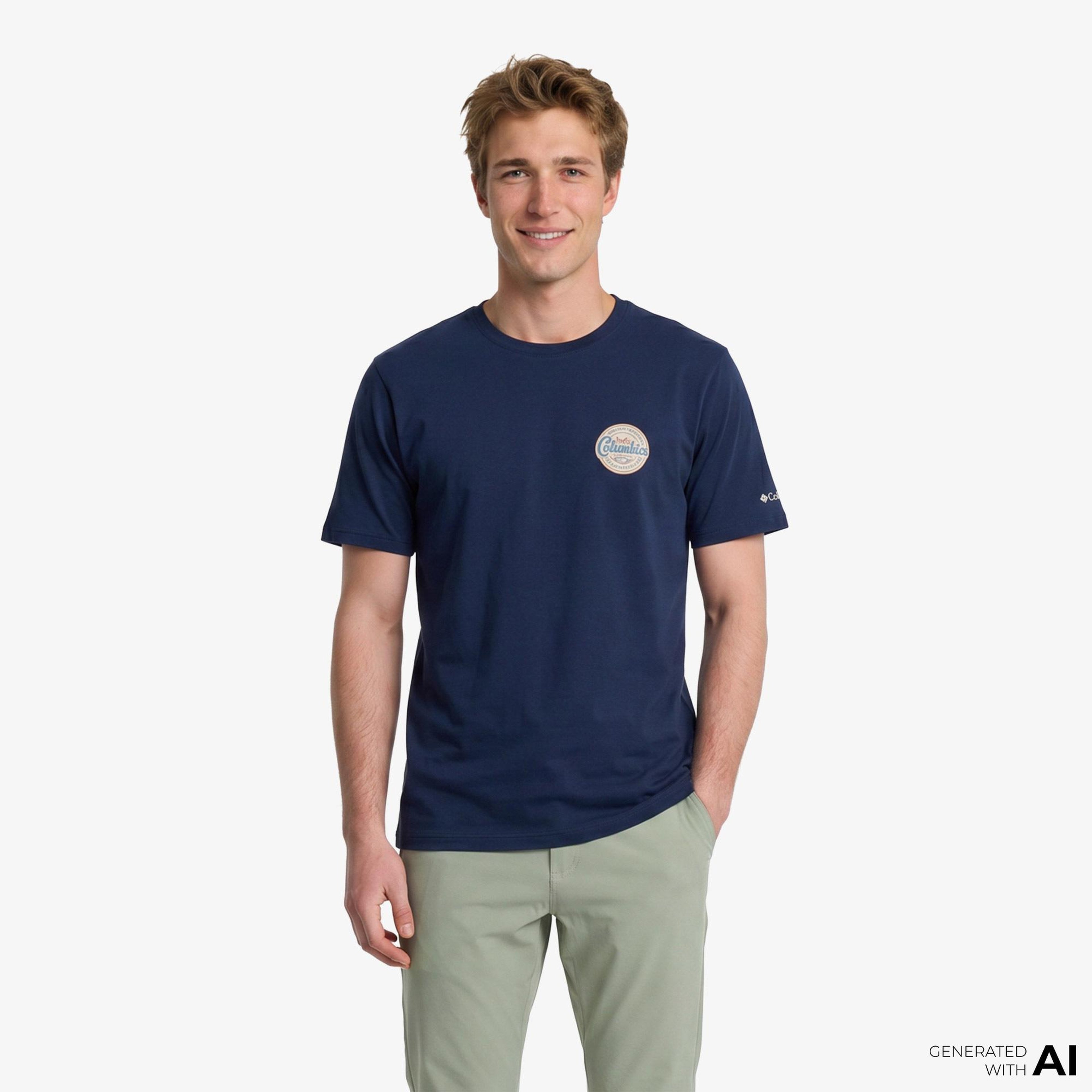 Columbia Button Stamp Scripted Erkek Lacivert T-Shirt