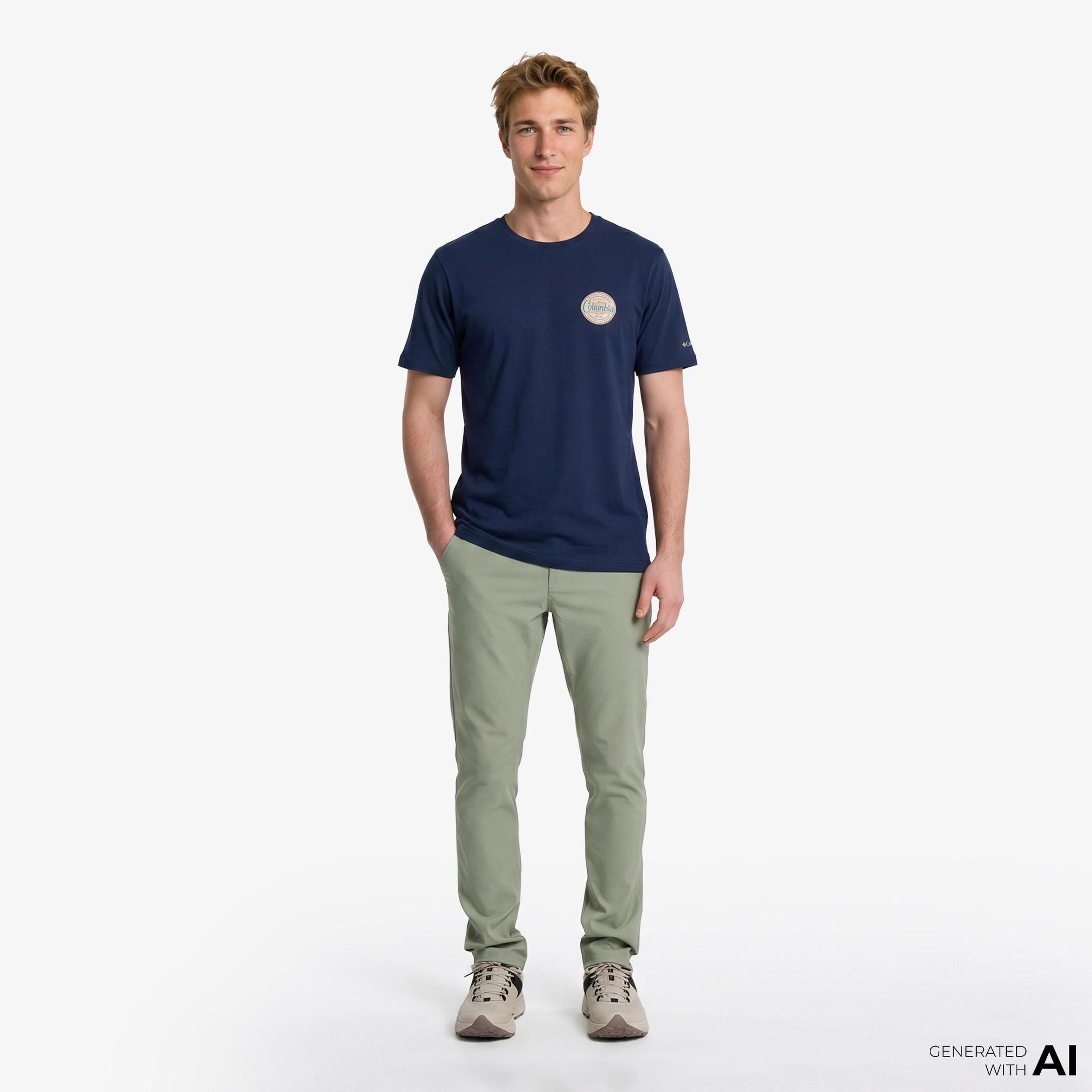 Columbia Button Stamp Scripted Erkek Lacivert T-Shirt
