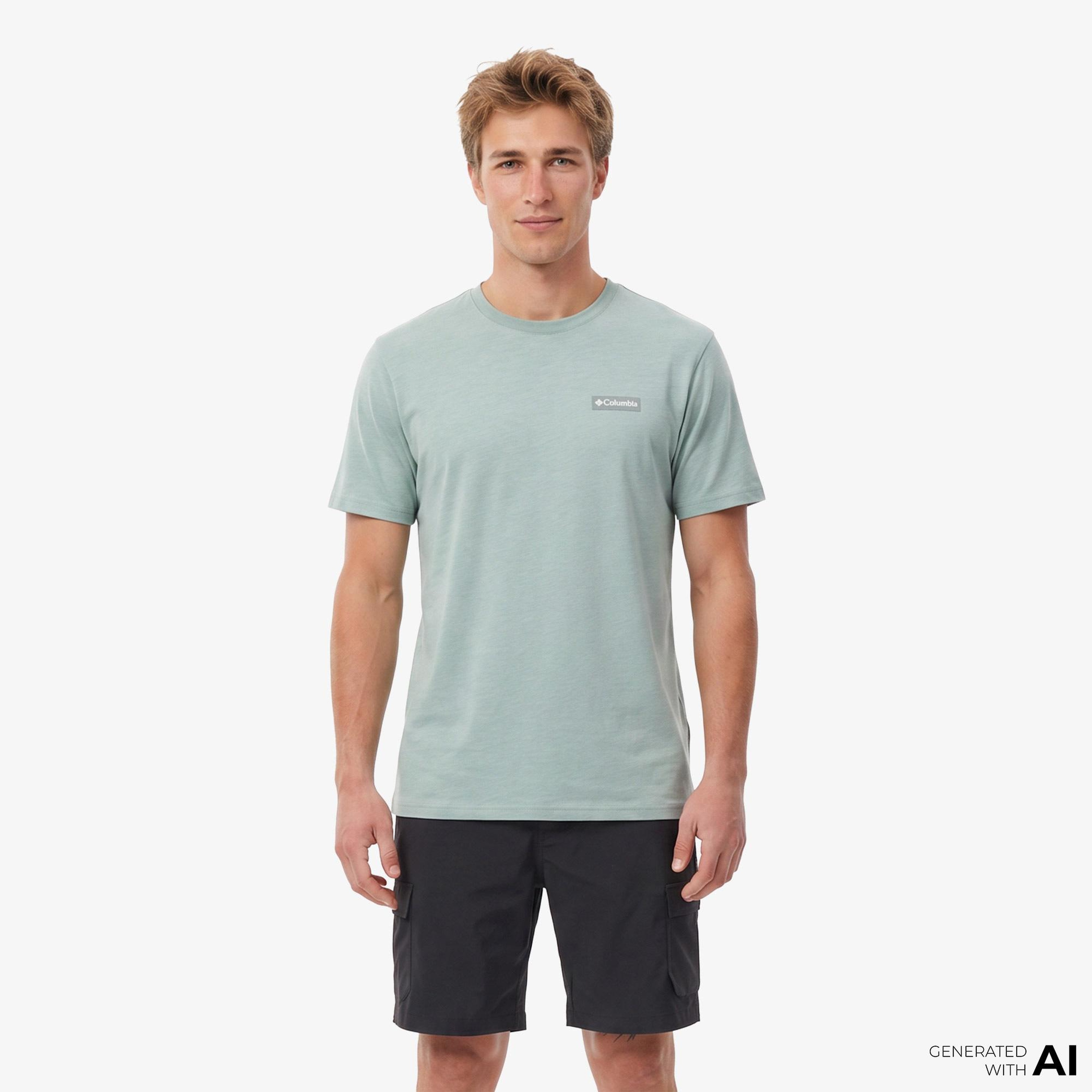 Columbia Silicon Print Erkek Mavi T-Shirt