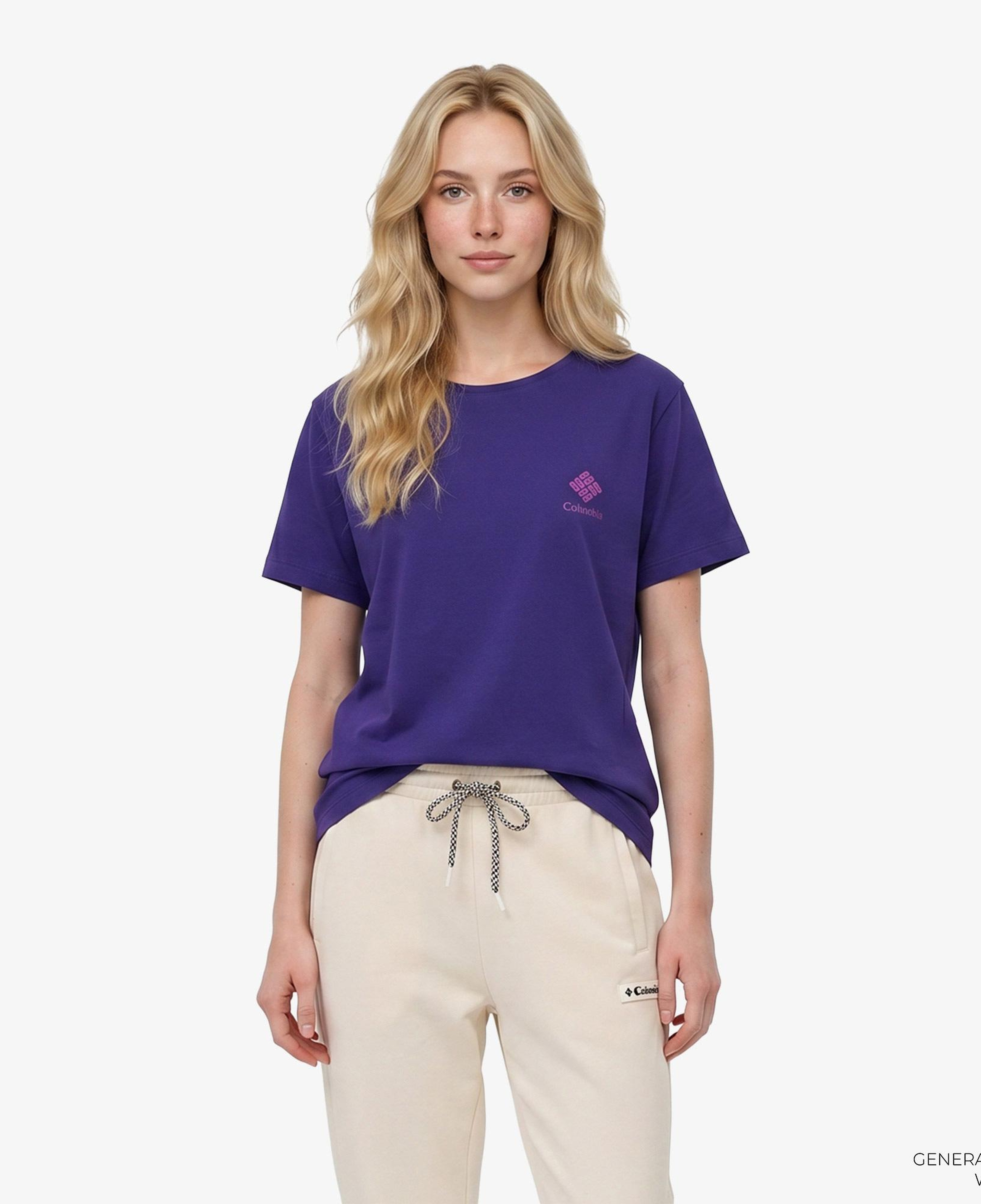 Columbia Stacked Mini Gem Logo Kadın Mor T-Shirt