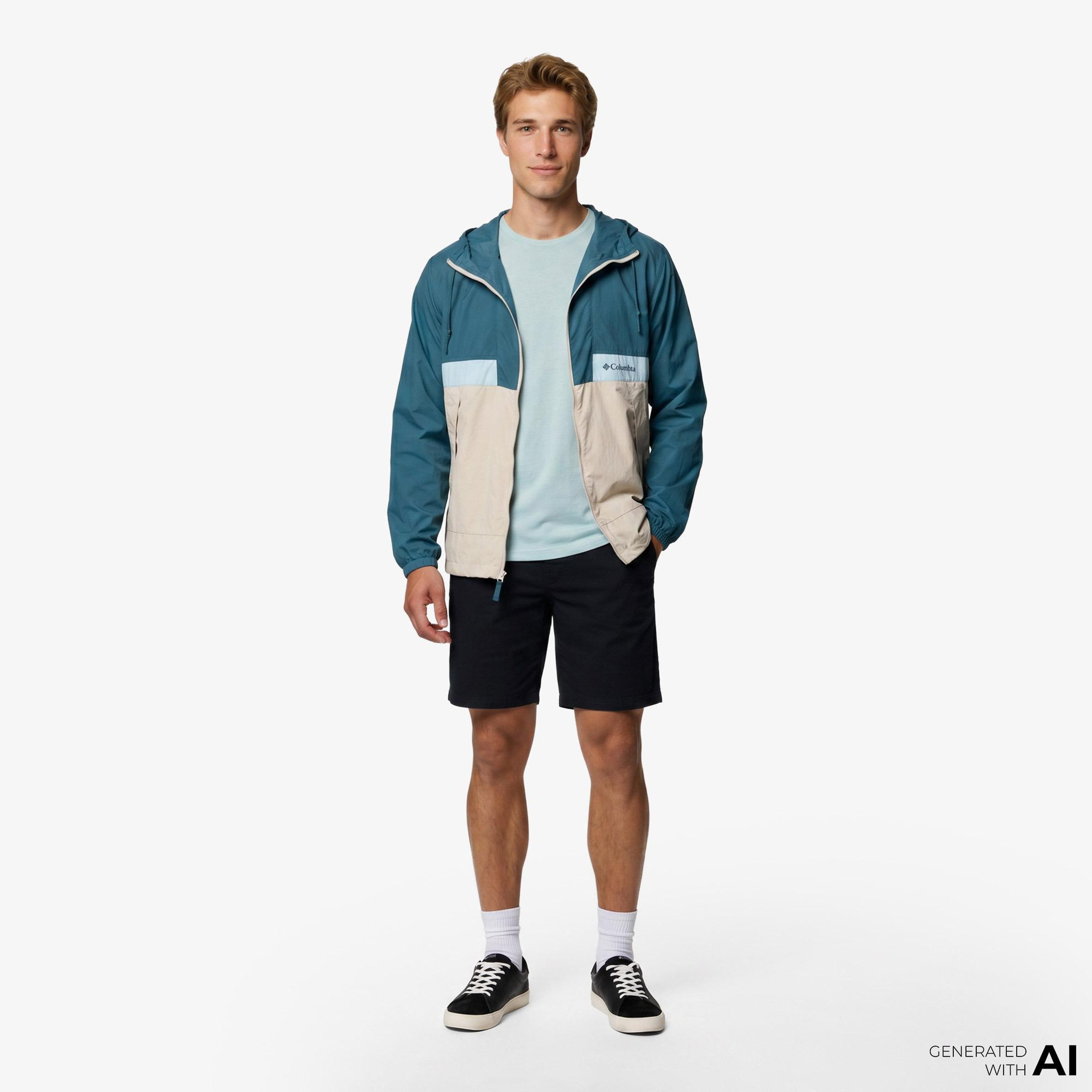 Columbia Spire Valley Hooded Erkek Mavi Yağmurluk