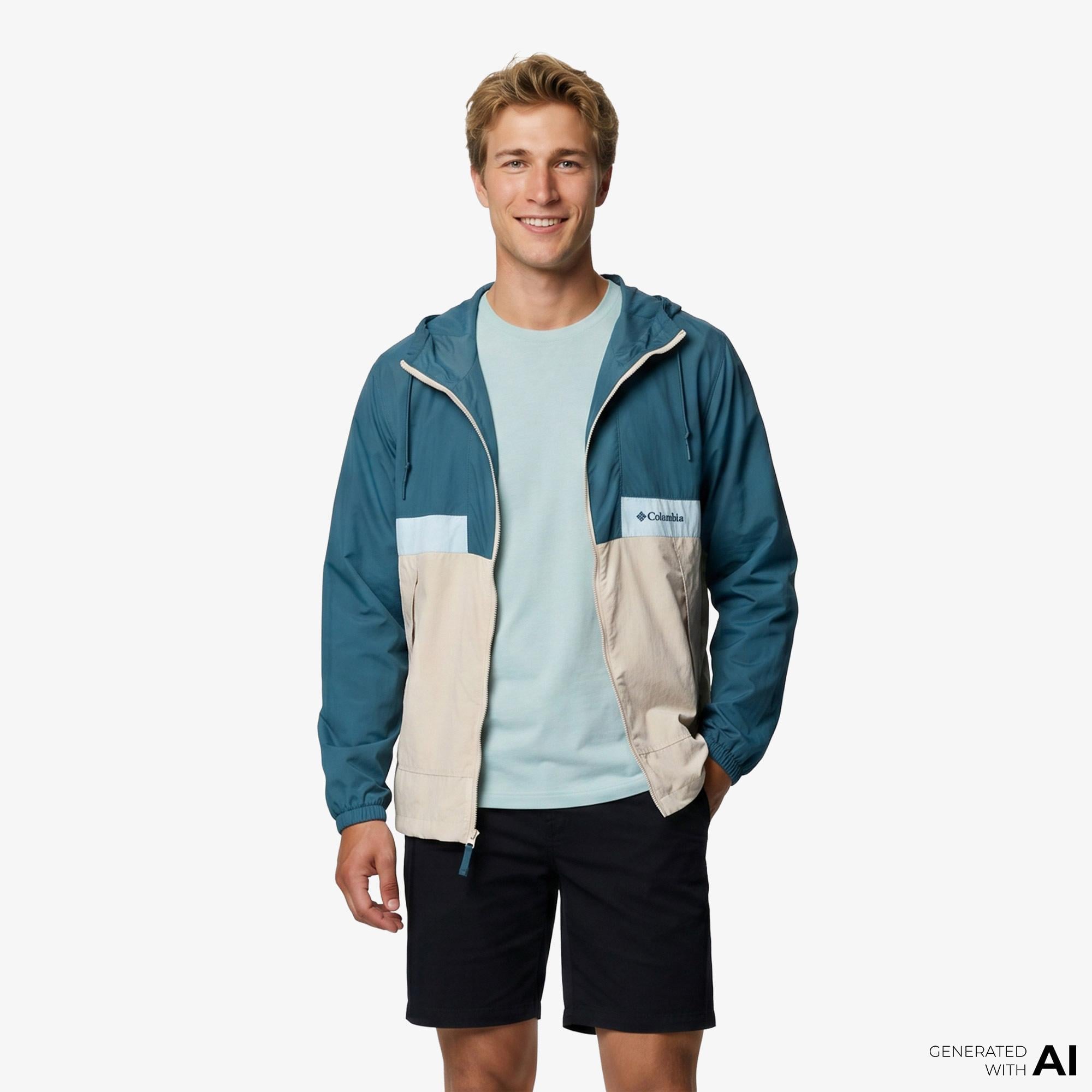 Columbia Spire Valley Hooded Erkek Mavi Yağmurluk