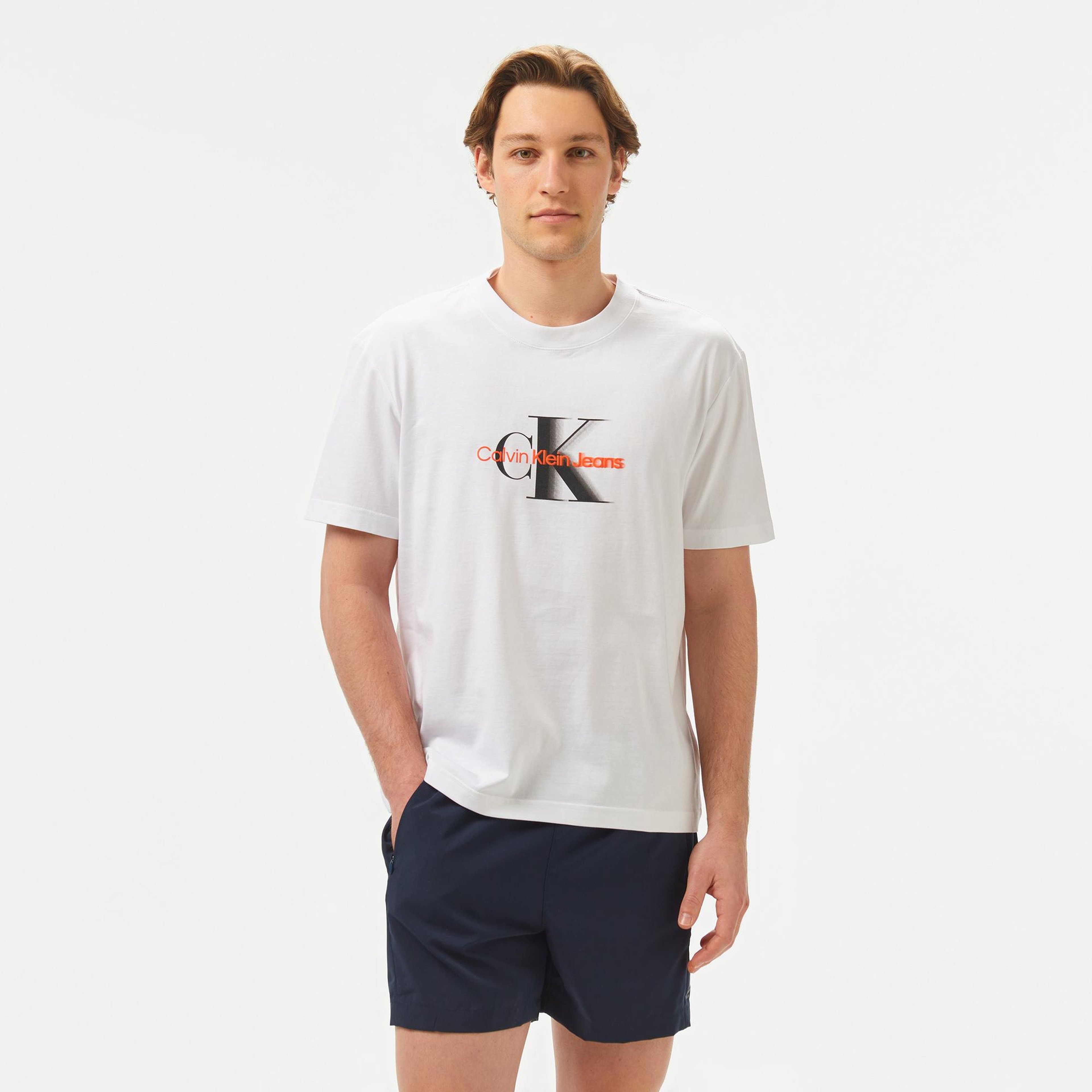 Calvin Klein Monologo Shift Erkek Beyaz T-Shirt