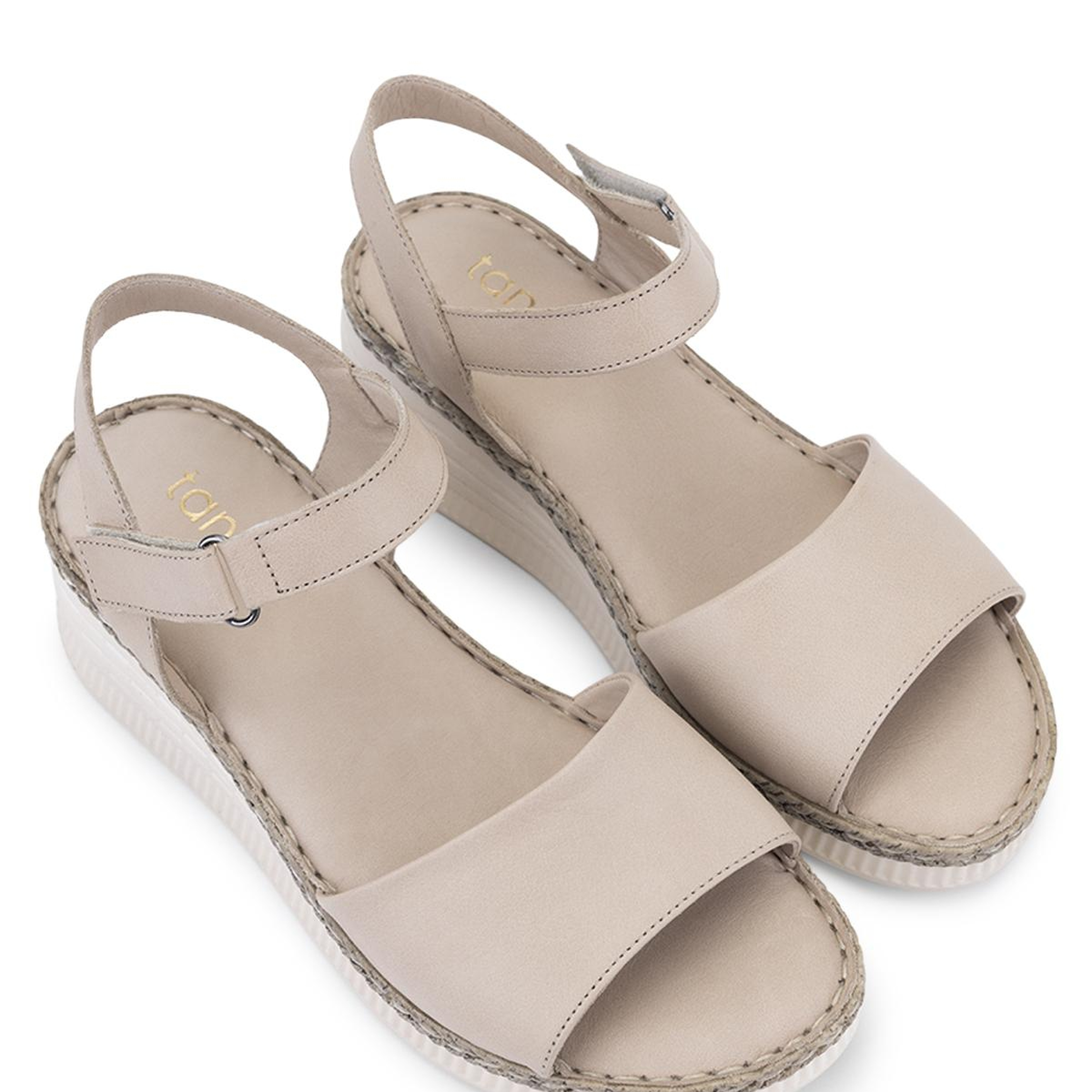 Tamer Tanca Kadın Hakiki Deri Bej Comfort Sandalet