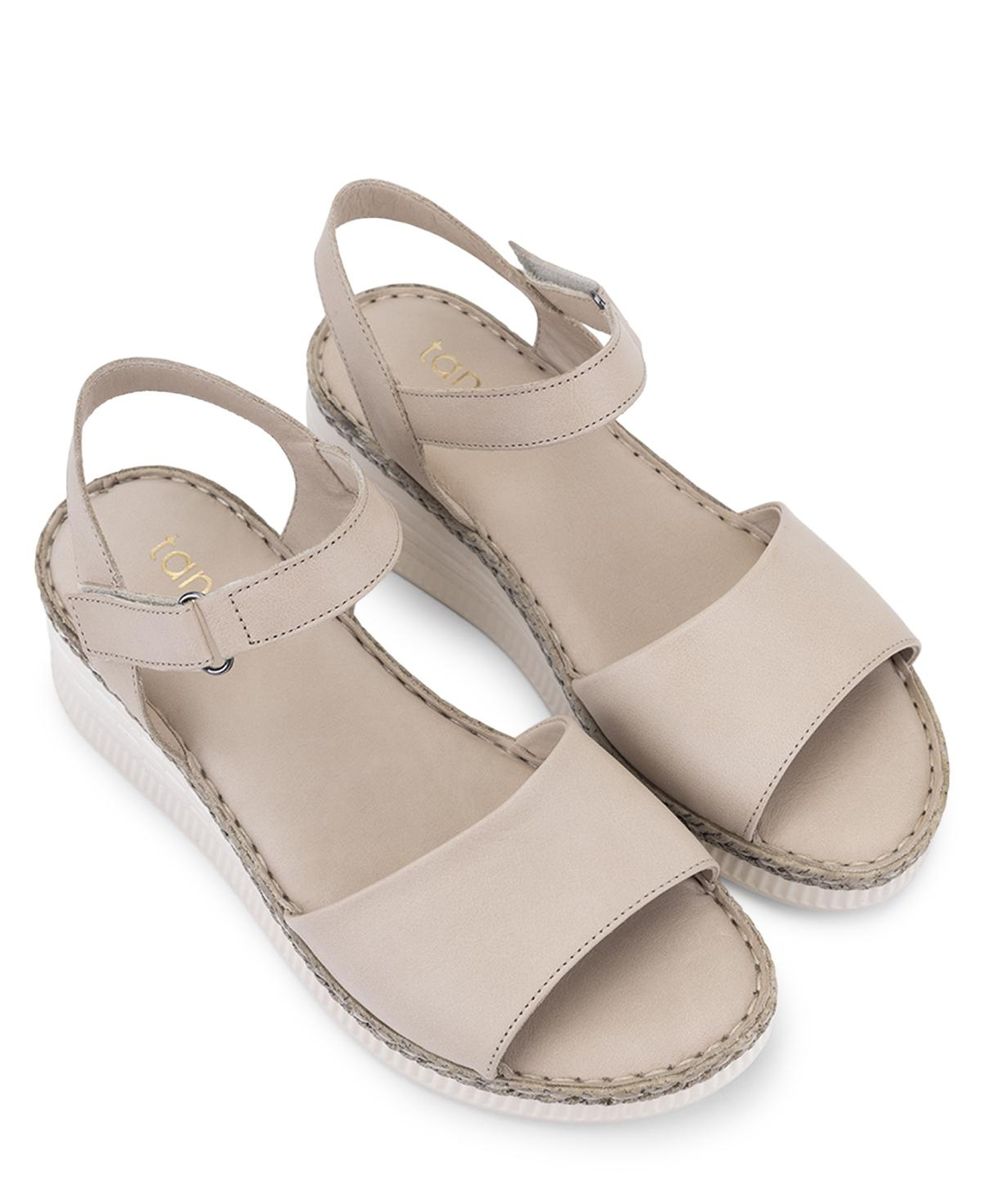 Tamer Tanca Kadın Hakiki Deri Bej Comfort Sandalet