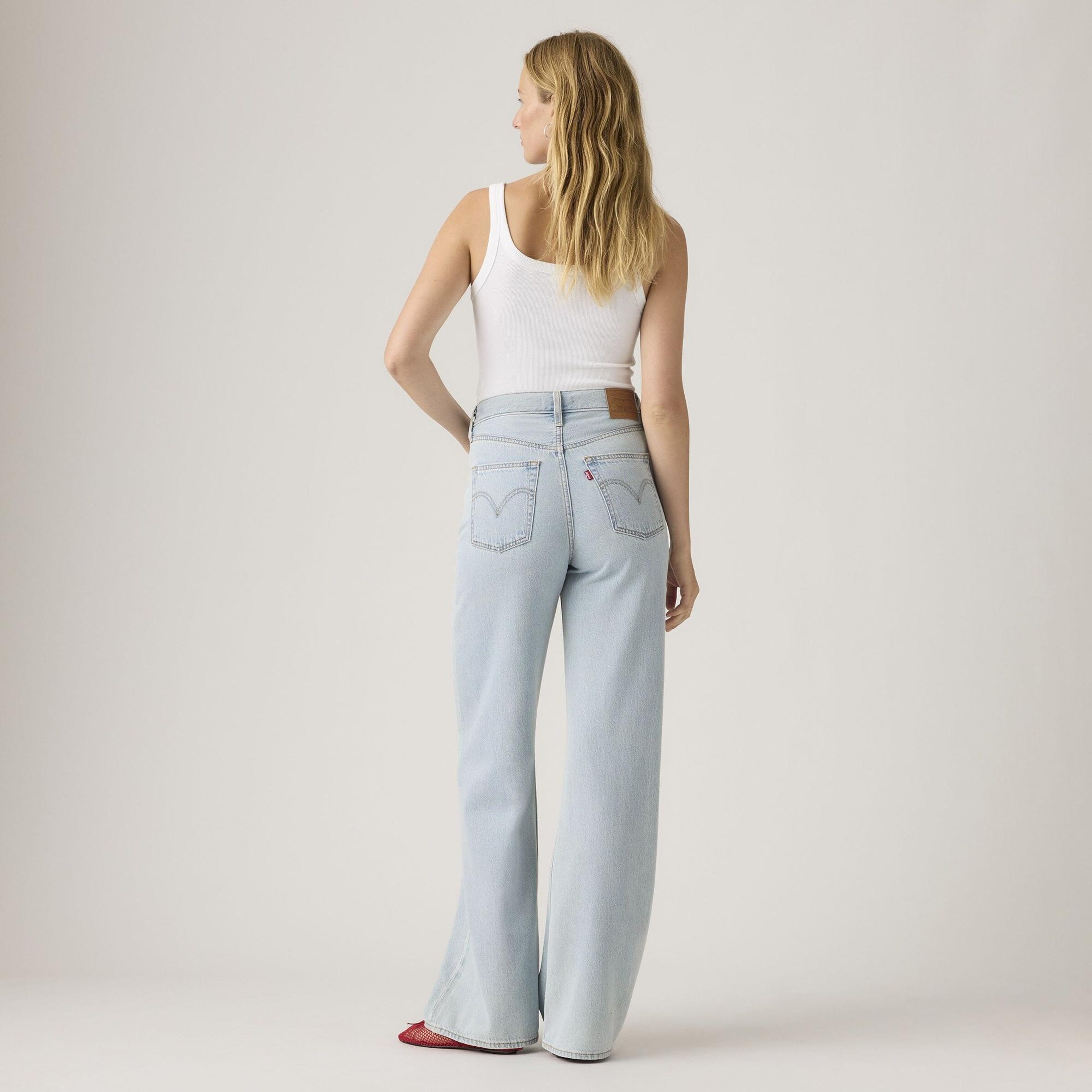 Ribcage Wide Leg Kadın Jean Pantolon - Course Stone