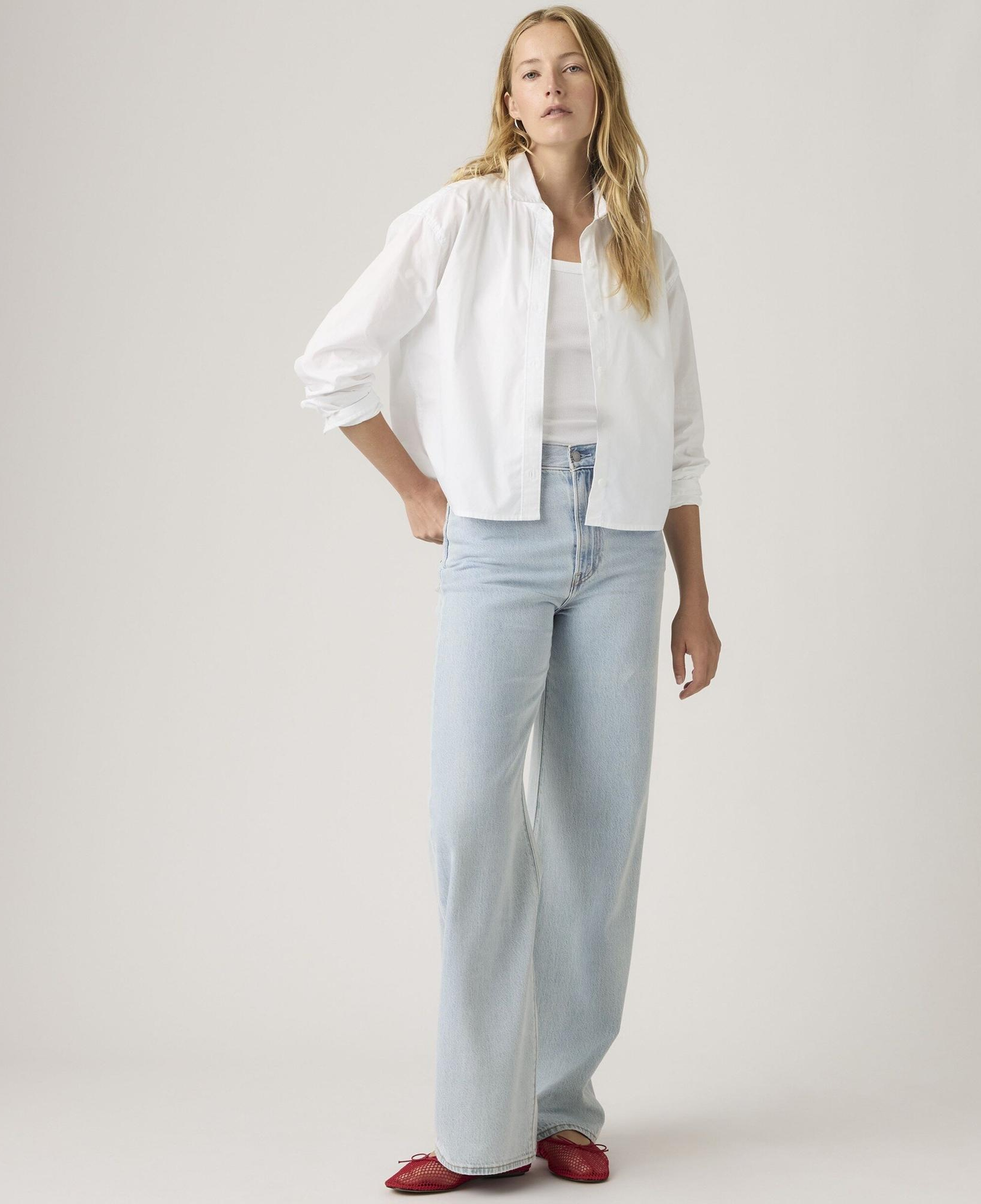 Ribcage Wide Leg Kadın Jean Pantolon - Course Stone