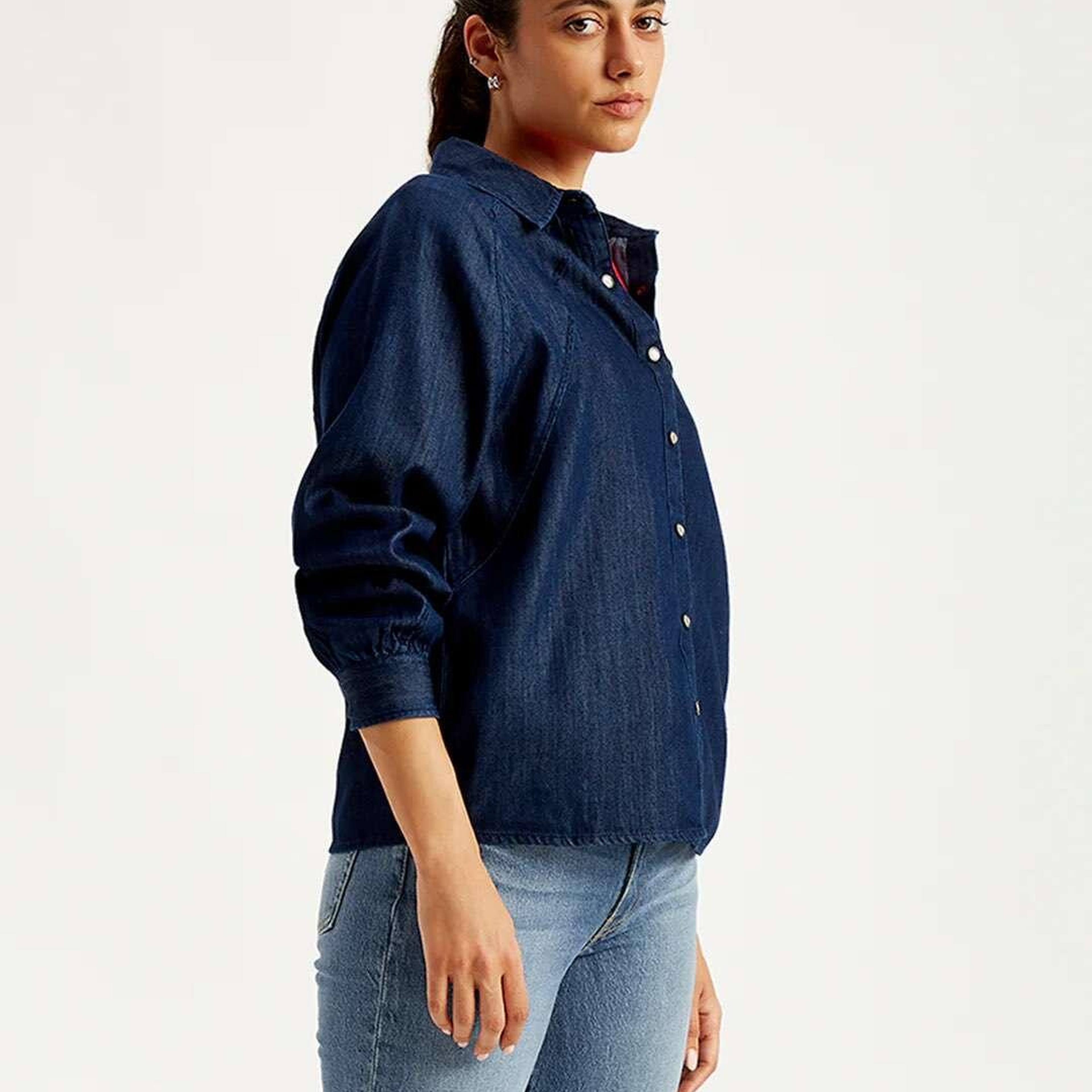 Solid Regular Fit Kadın Denim Gömlek