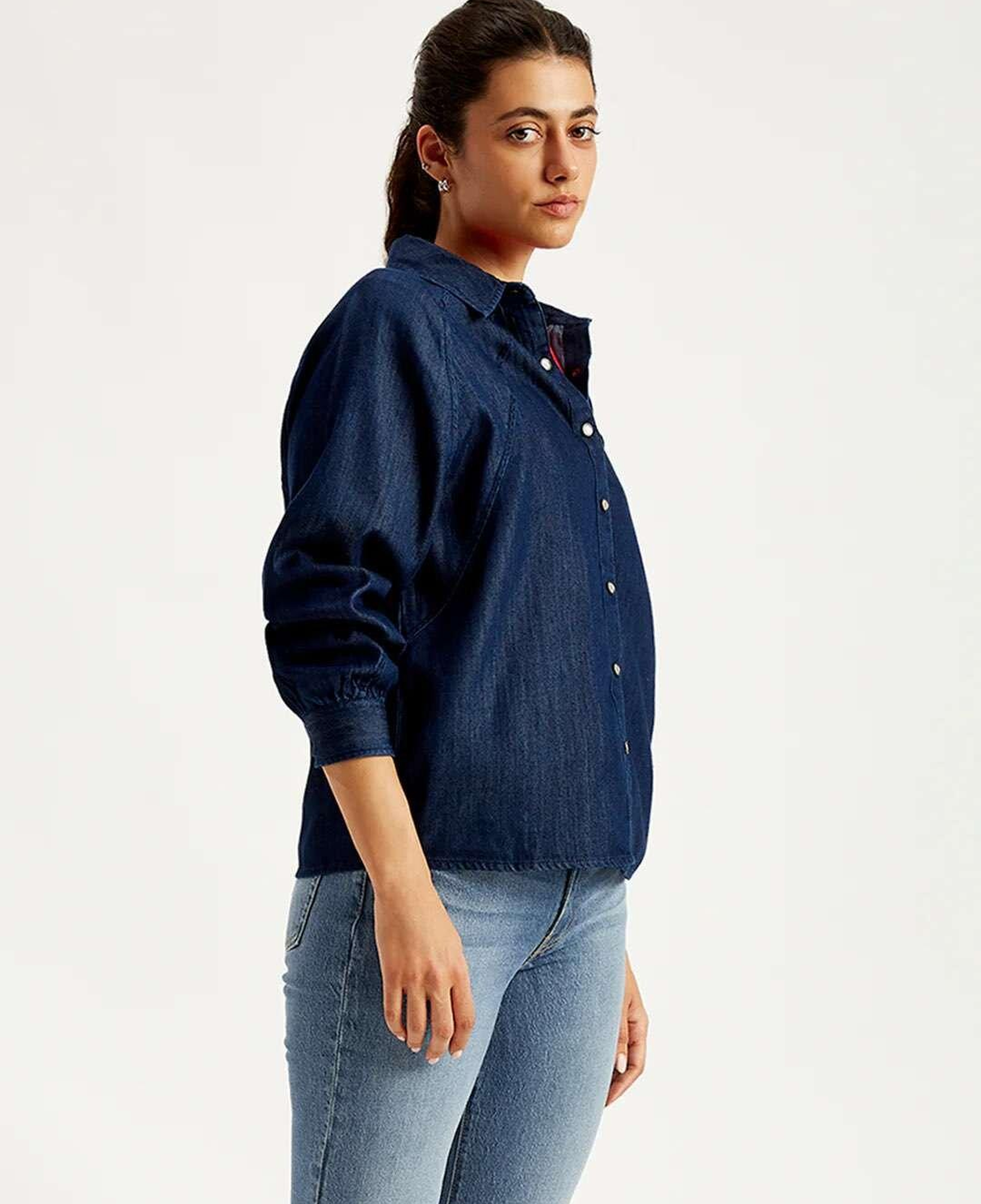 Solid Regular Fit Kadın Denim Gömlek