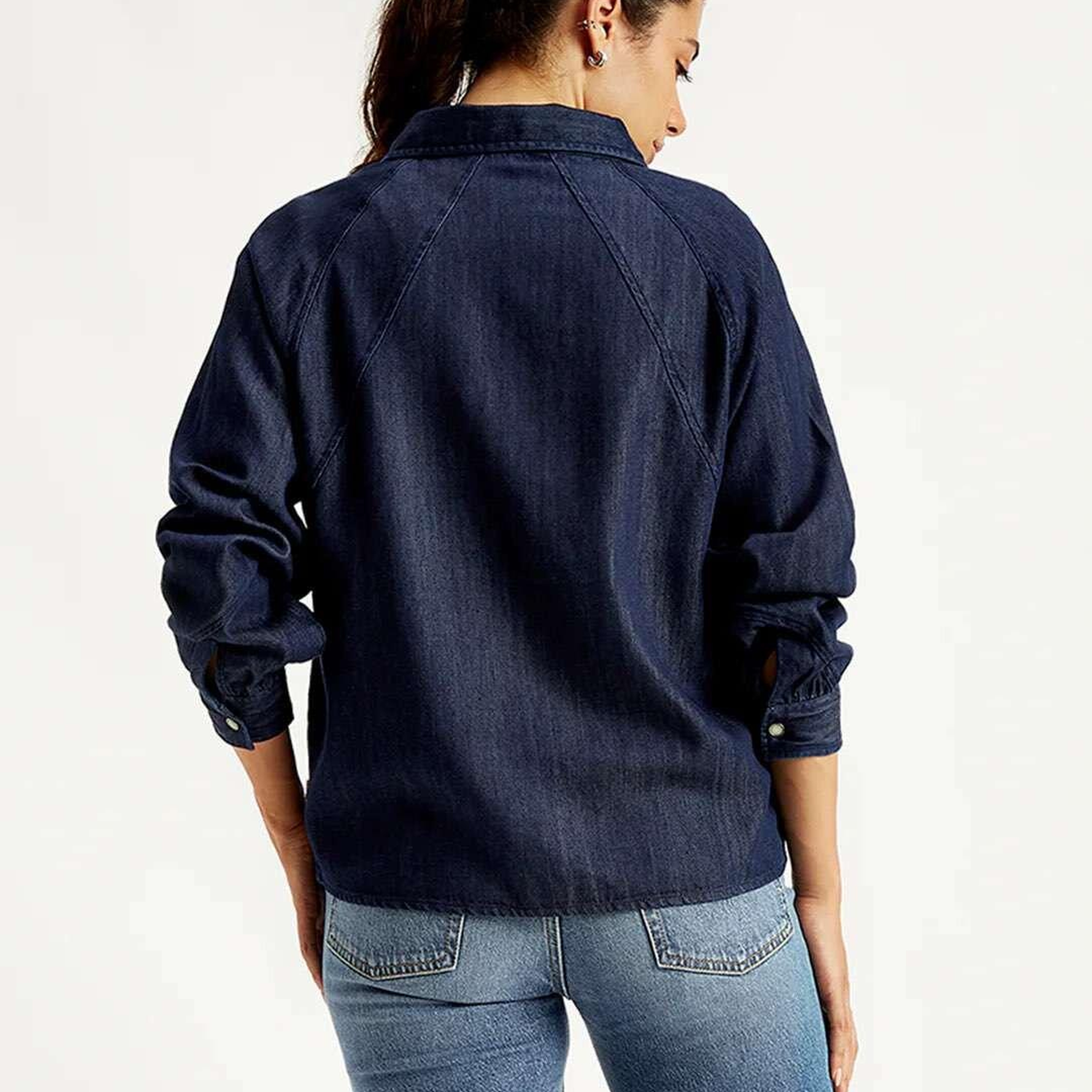 Solid Regular Fit Kadın Denim Gömlek