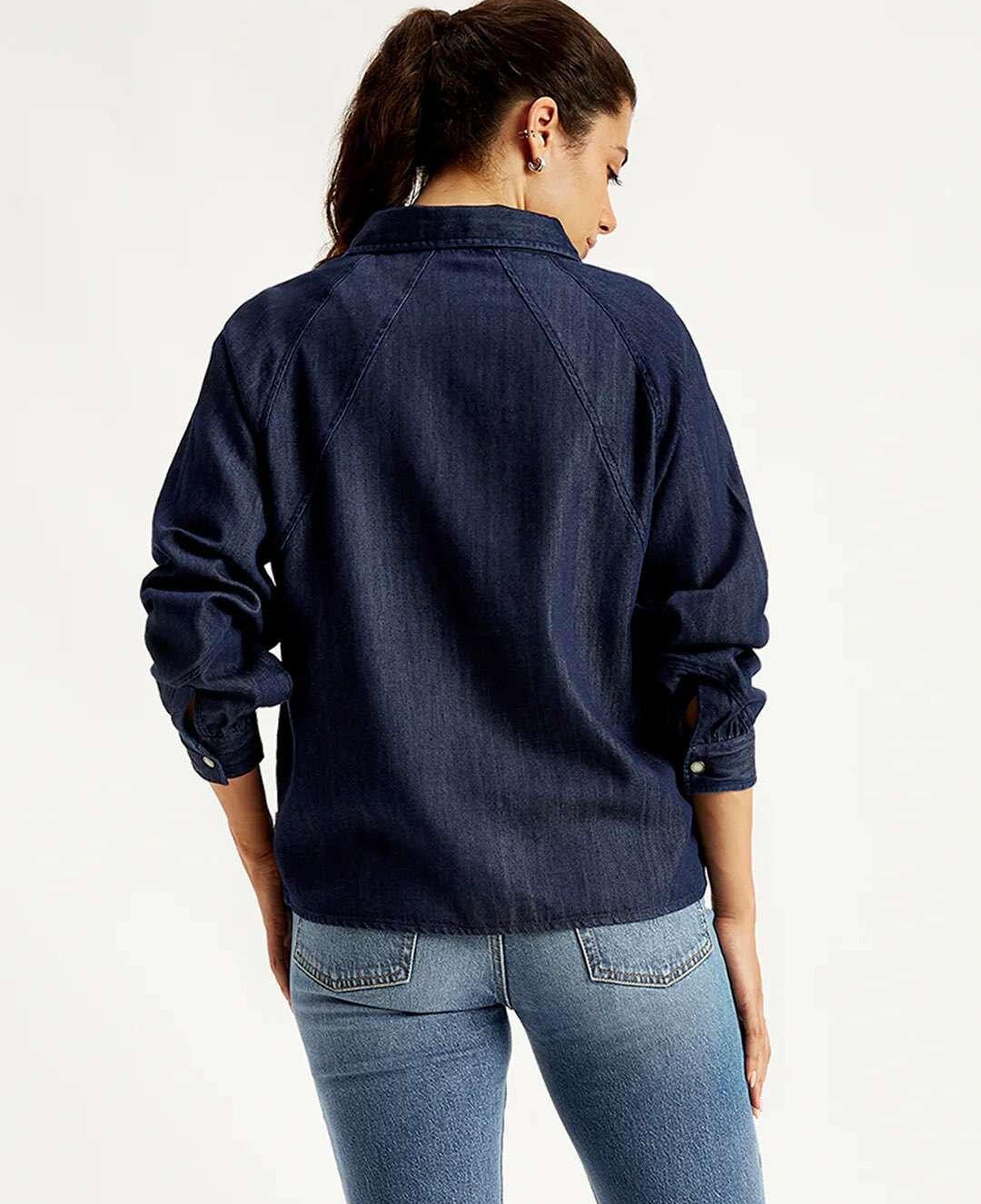 Solid Regular Fit Kadın Denim Gömlek